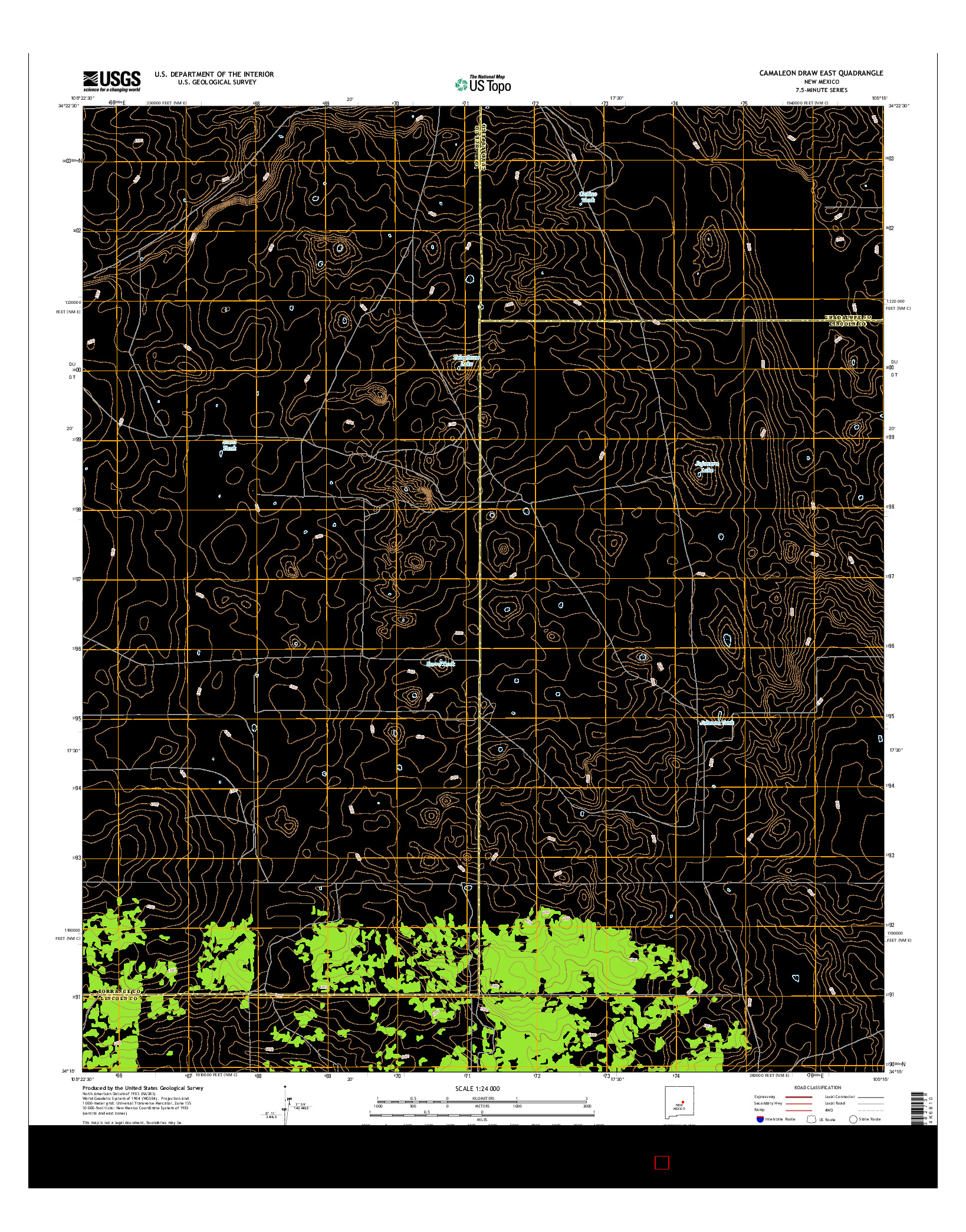 USGS US TOPO 7.5-MINUTE MAP FOR CAMALEON DRAW EAST, NM 2017