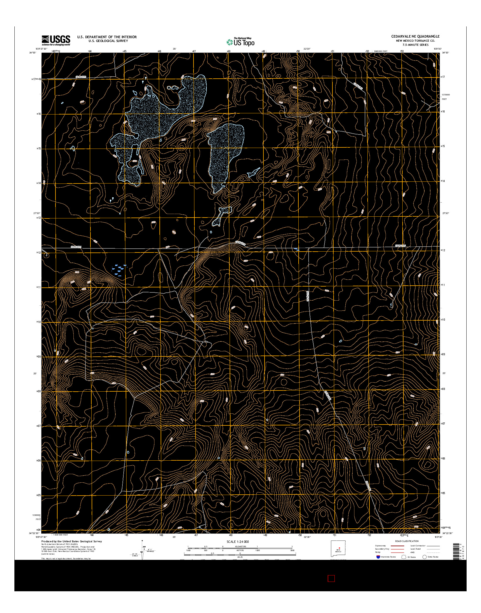 USGS US TOPO 7.5-MINUTE MAP FOR CEDARVALE NE, NM 2017