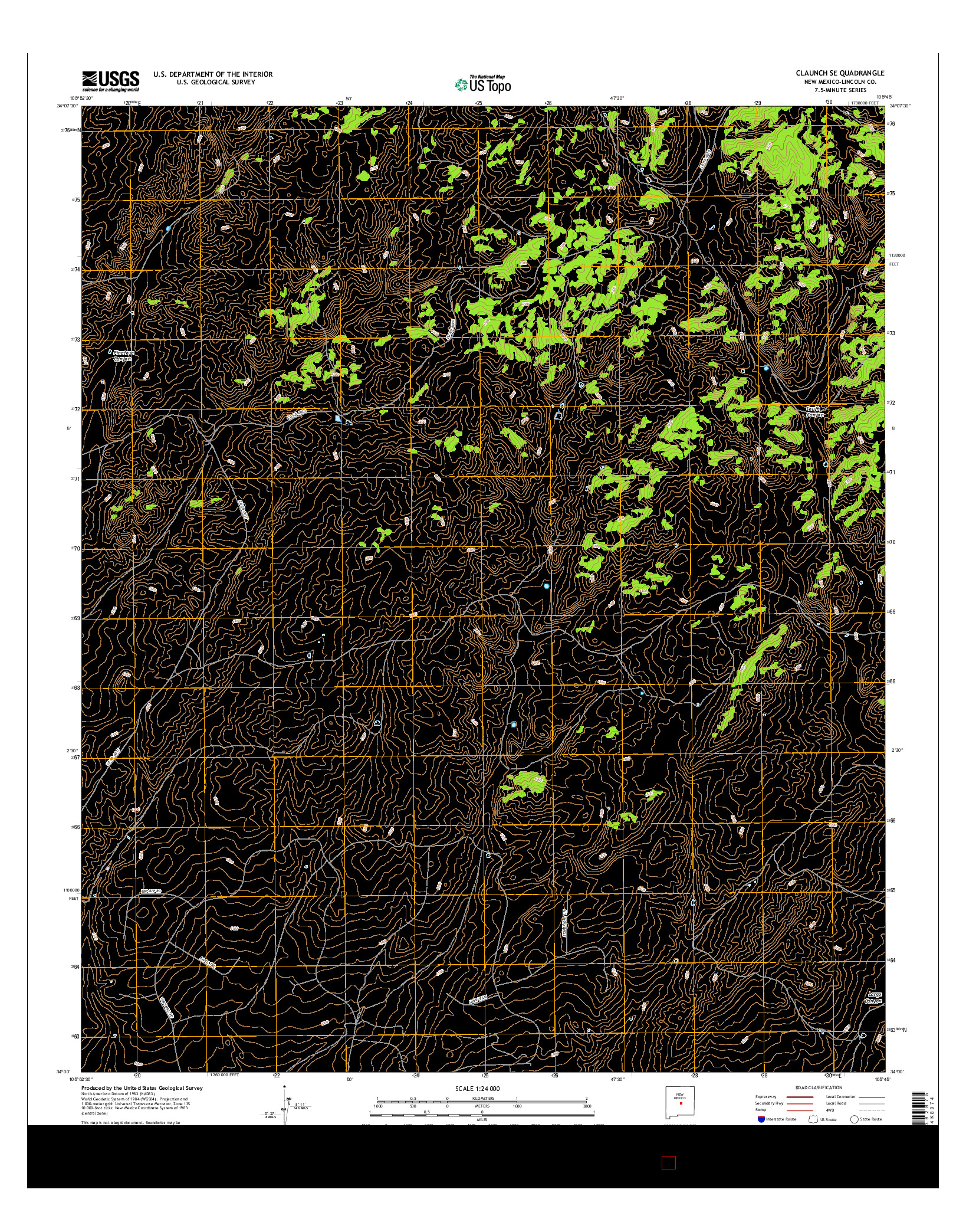 USGS US TOPO 7.5-MINUTE MAP FOR CLAUNCH SE, NM 2017