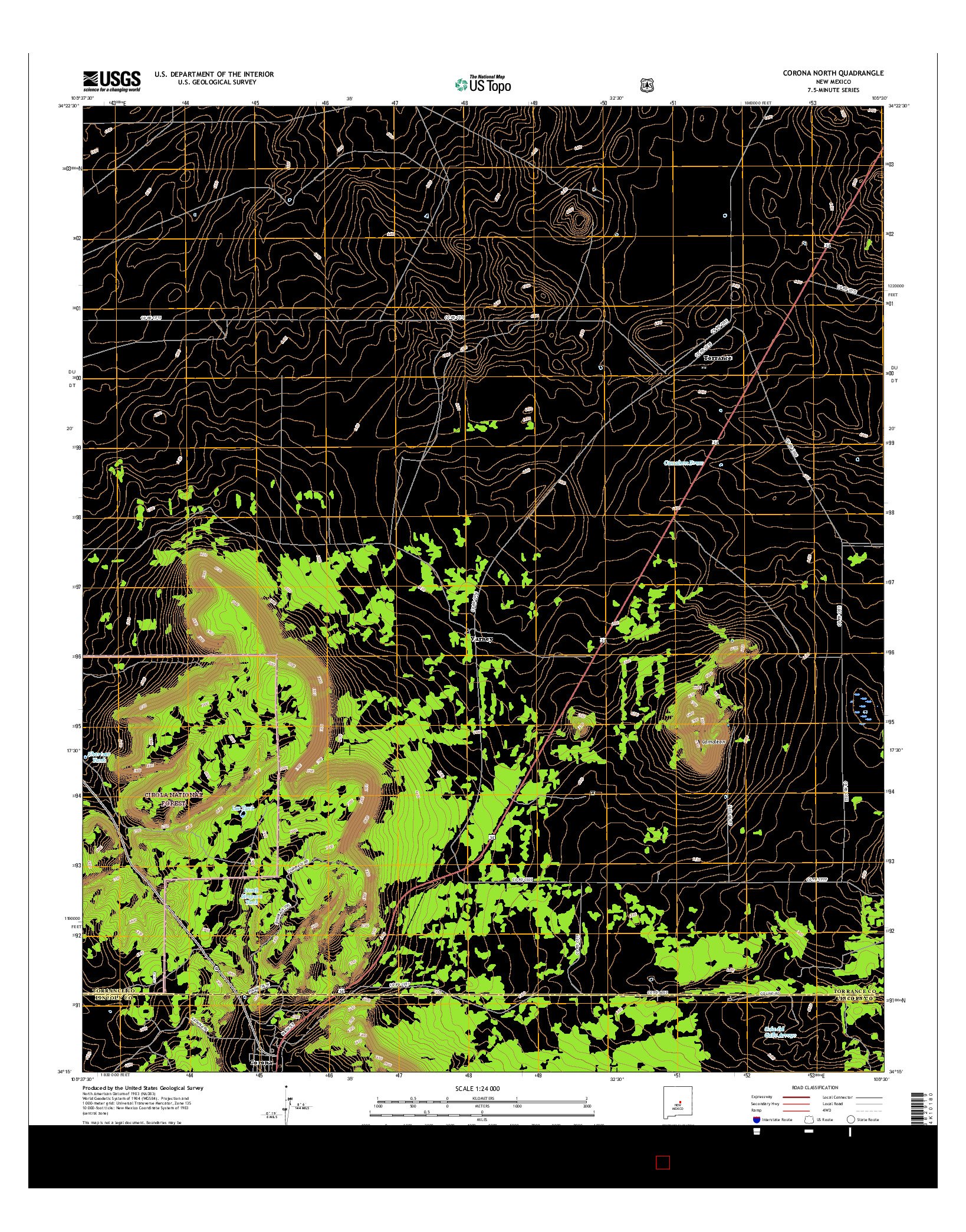 USGS US TOPO 7.5-MINUTE MAP FOR CORONA NORTH, NM 2017