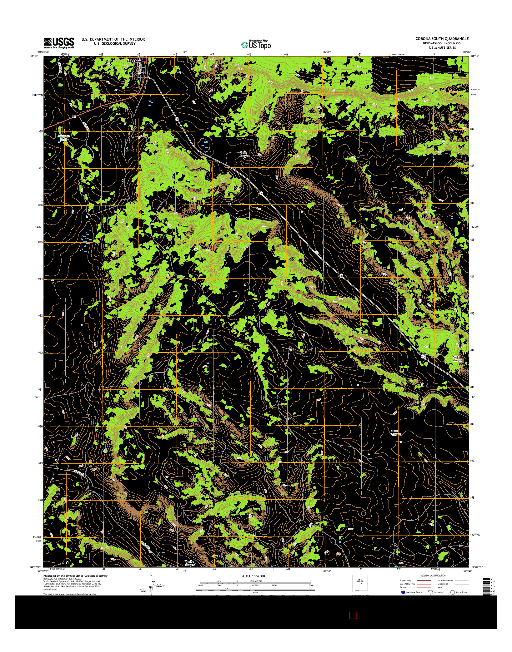 USGS US TOPO 7.5-MINUTE MAP FOR CORONA SOUTH, NM 2017