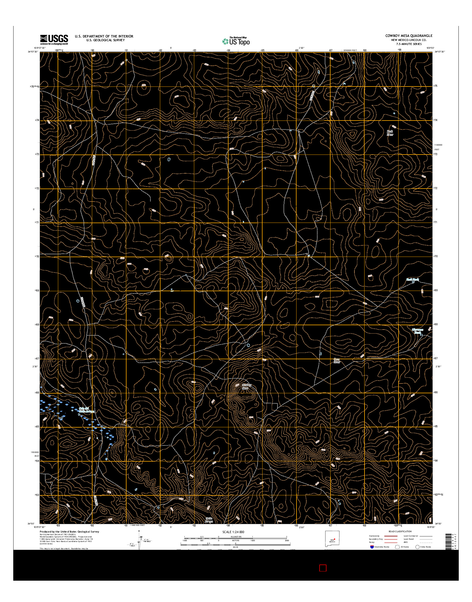 USGS US TOPO 7.5-MINUTE MAP FOR COWBOY MESA, NM 2017