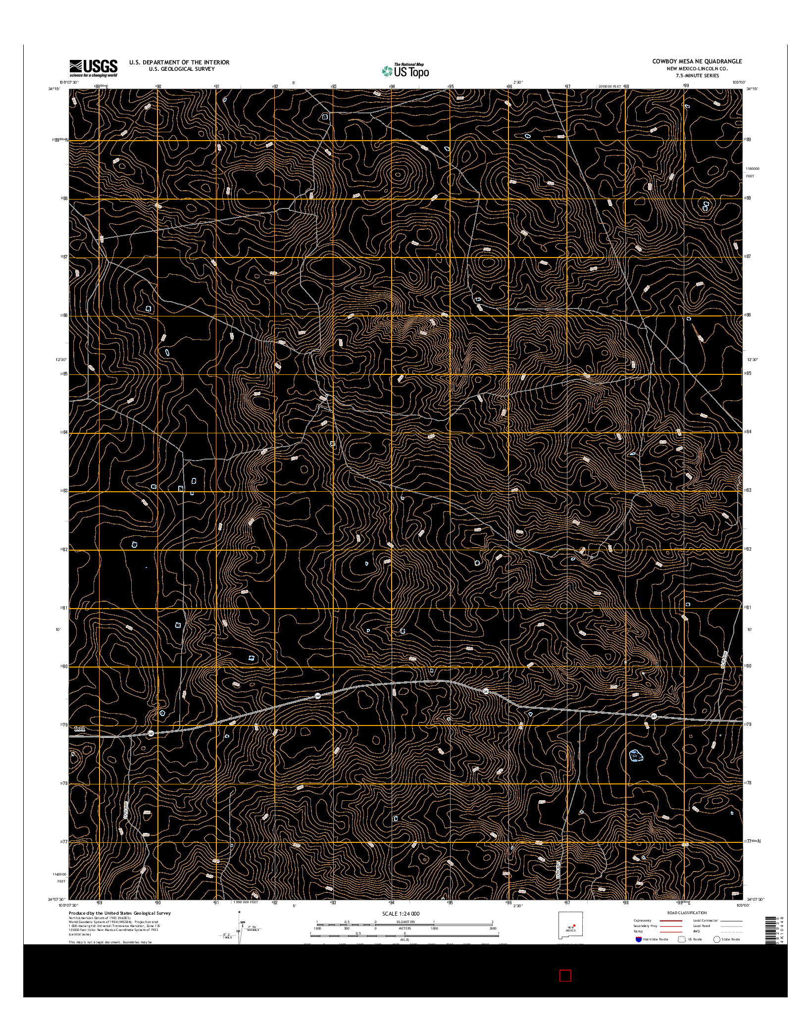 USGS US TOPO 7.5-MINUTE MAP FOR COWBOY MESA NE, NM 2017