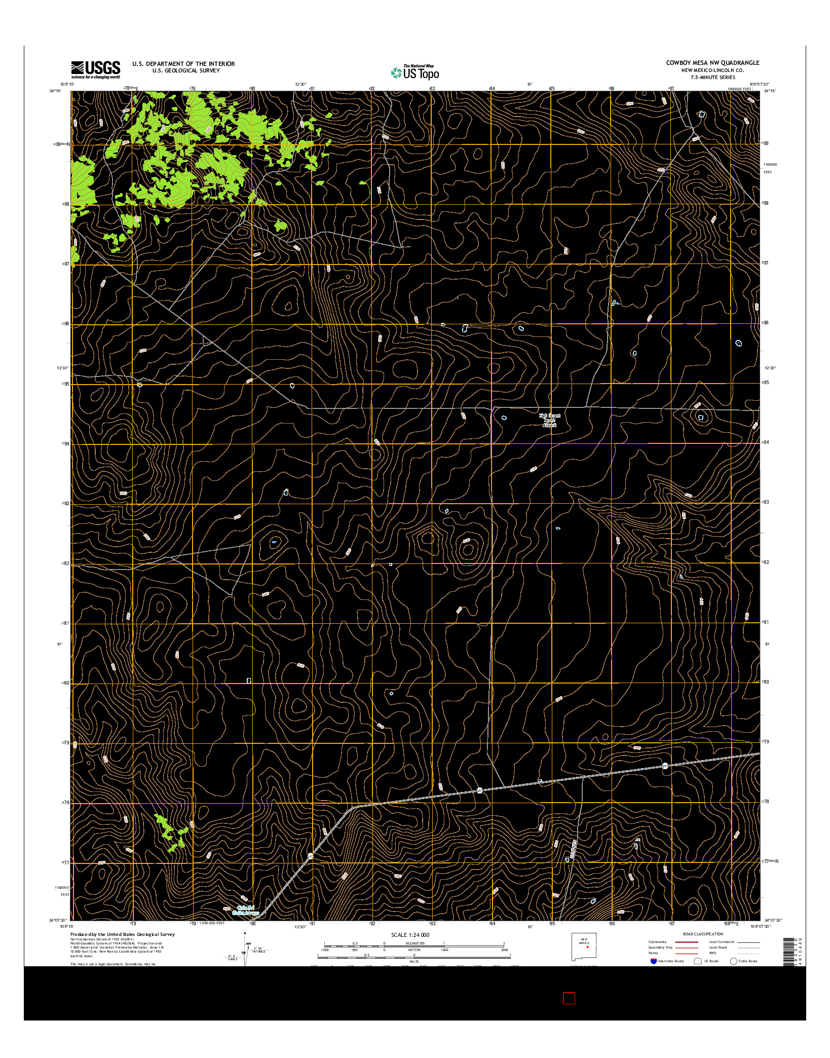 USGS US TOPO 7.5-MINUTE MAP FOR COWBOY MESA NW, NM 2017