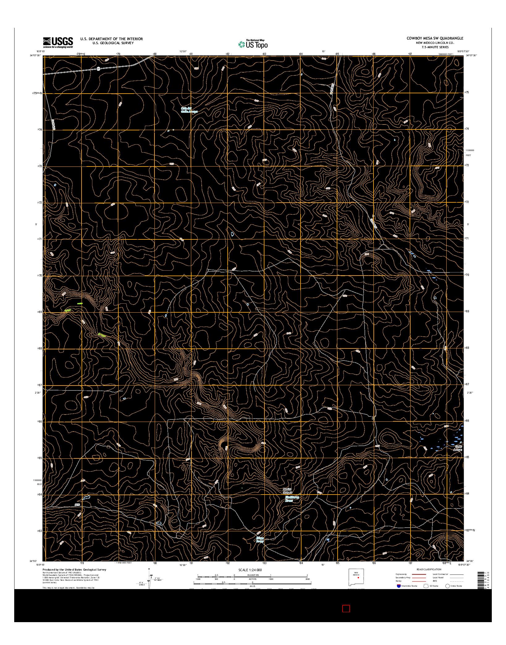 USGS US TOPO 7.5-MINUTE MAP FOR COWBOY MESA SW, NM 2017