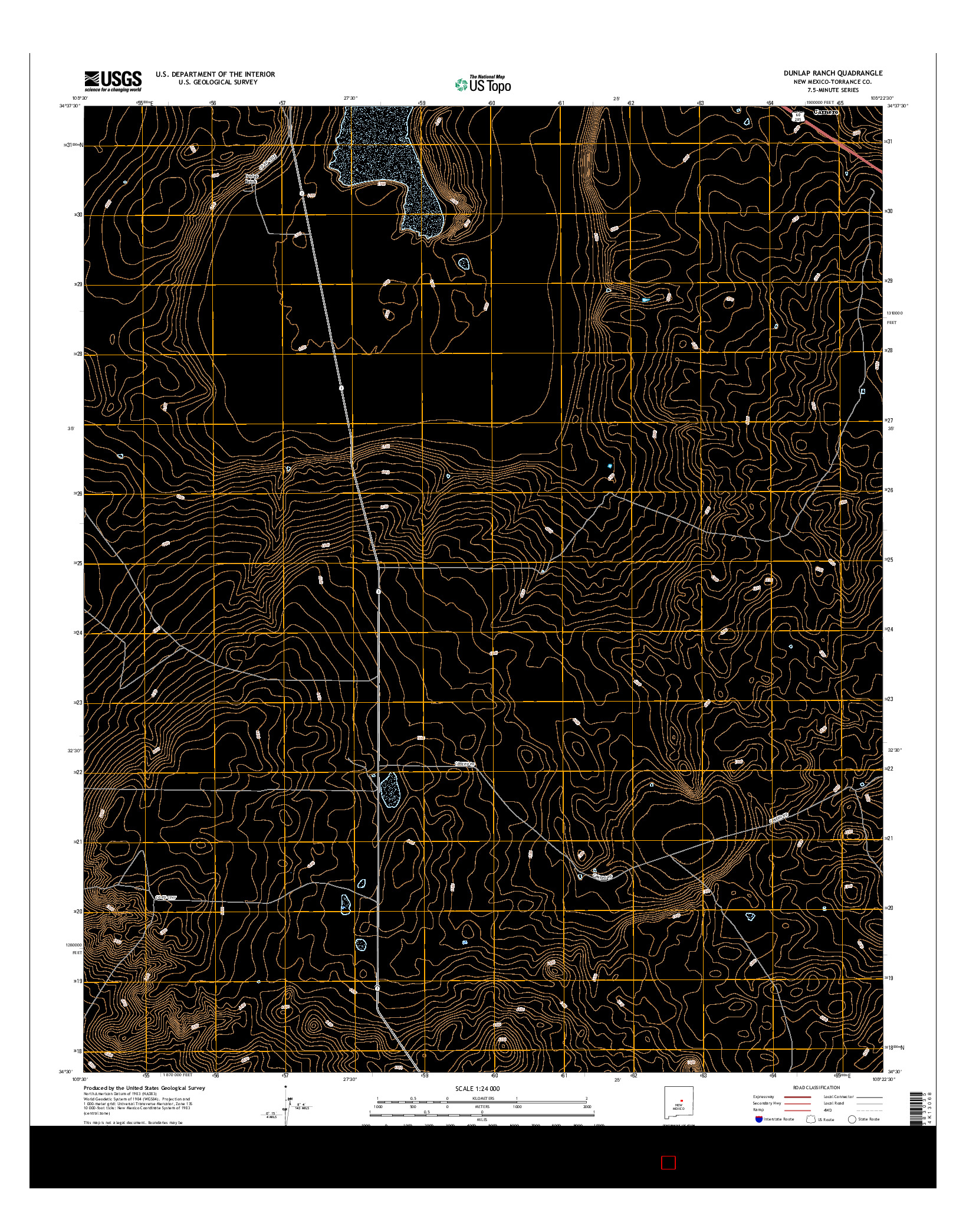 USGS US TOPO 7.5-MINUTE MAP FOR DUNLAP RANCH, NM 2017