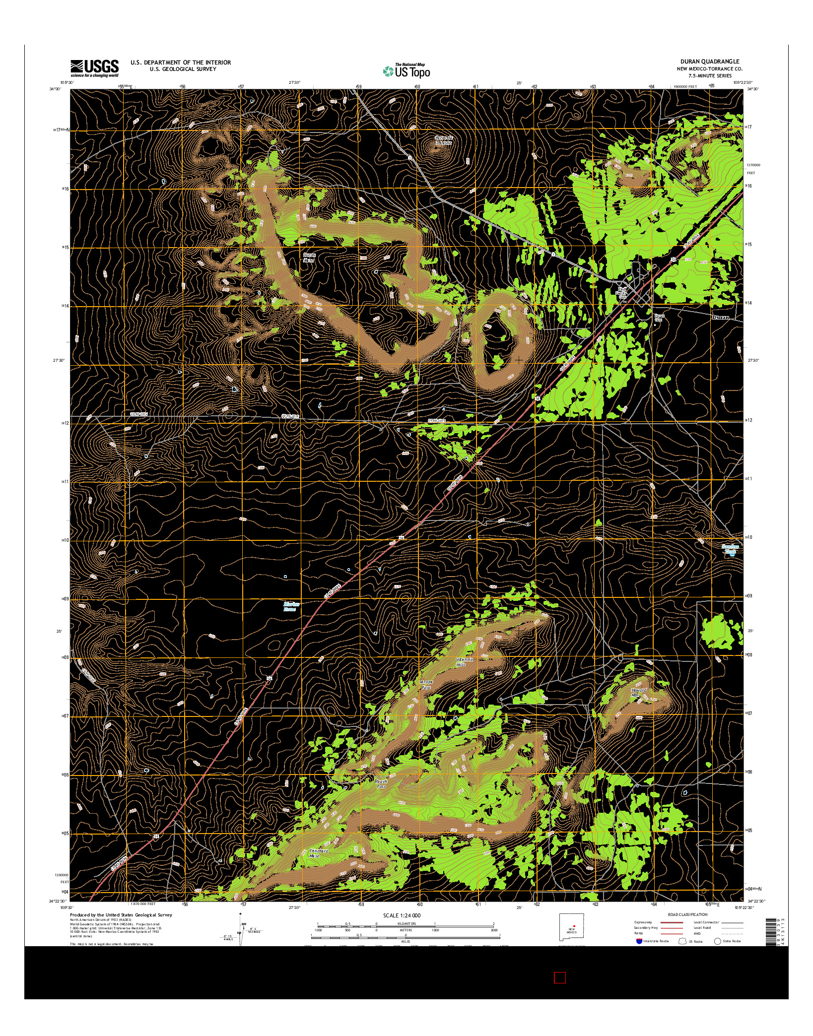 USGS US TOPO 7.5-MINUTE MAP FOR DURAN, NM 2017