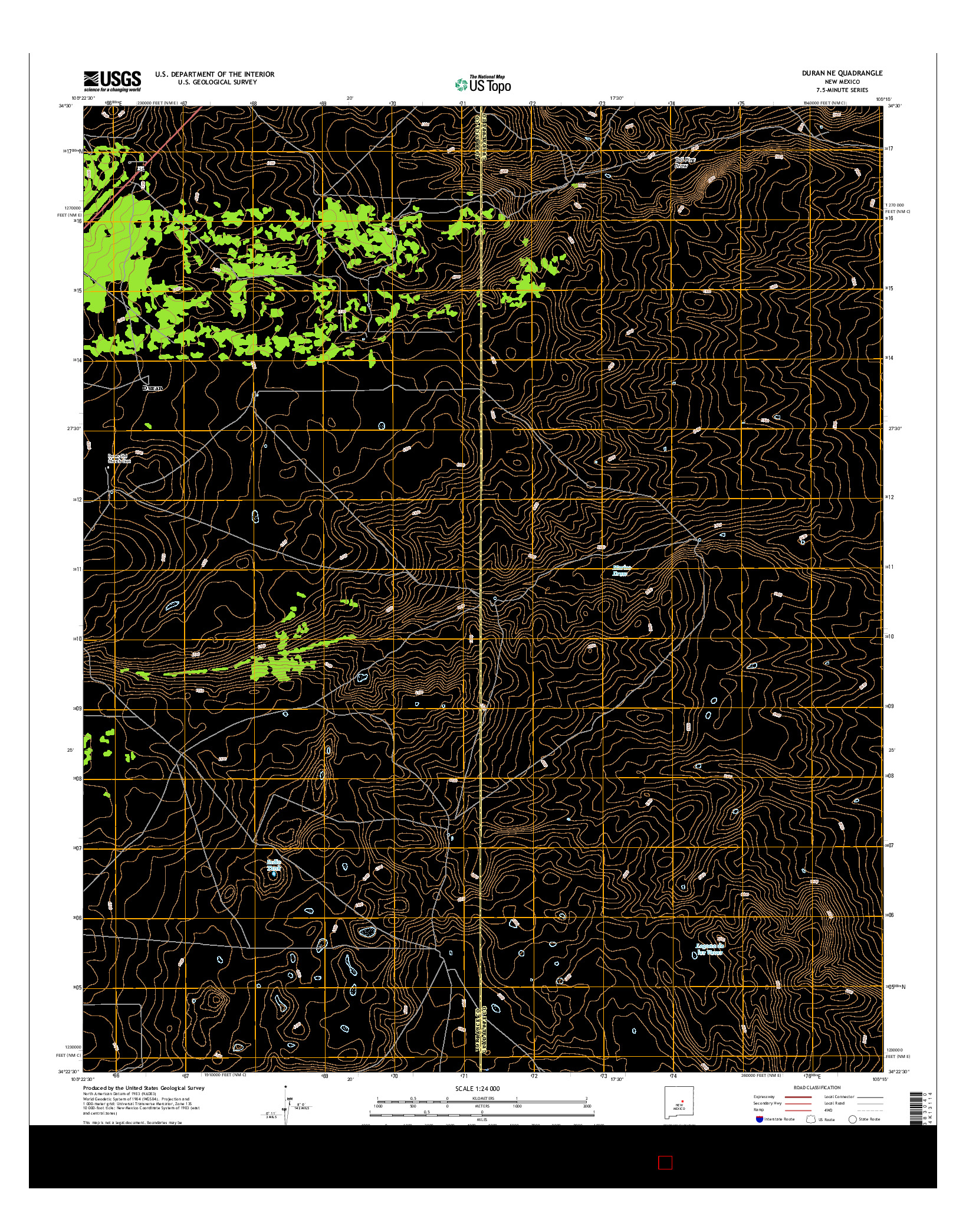 USGS US TOPO 7.5-MINUTE MAP FOR DURAN NE, NM 2017