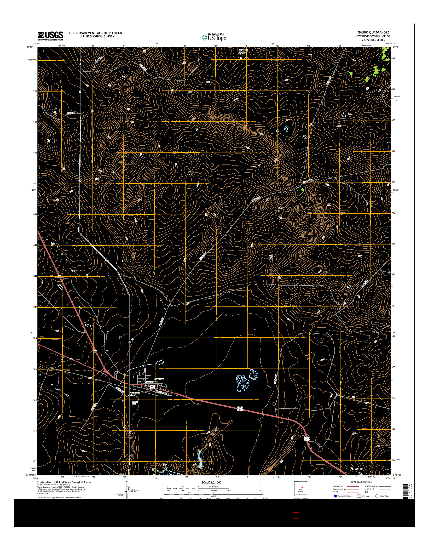 USGS US TOPO 7.5-MINUTE MAP FOR ENCINO, NM 2017