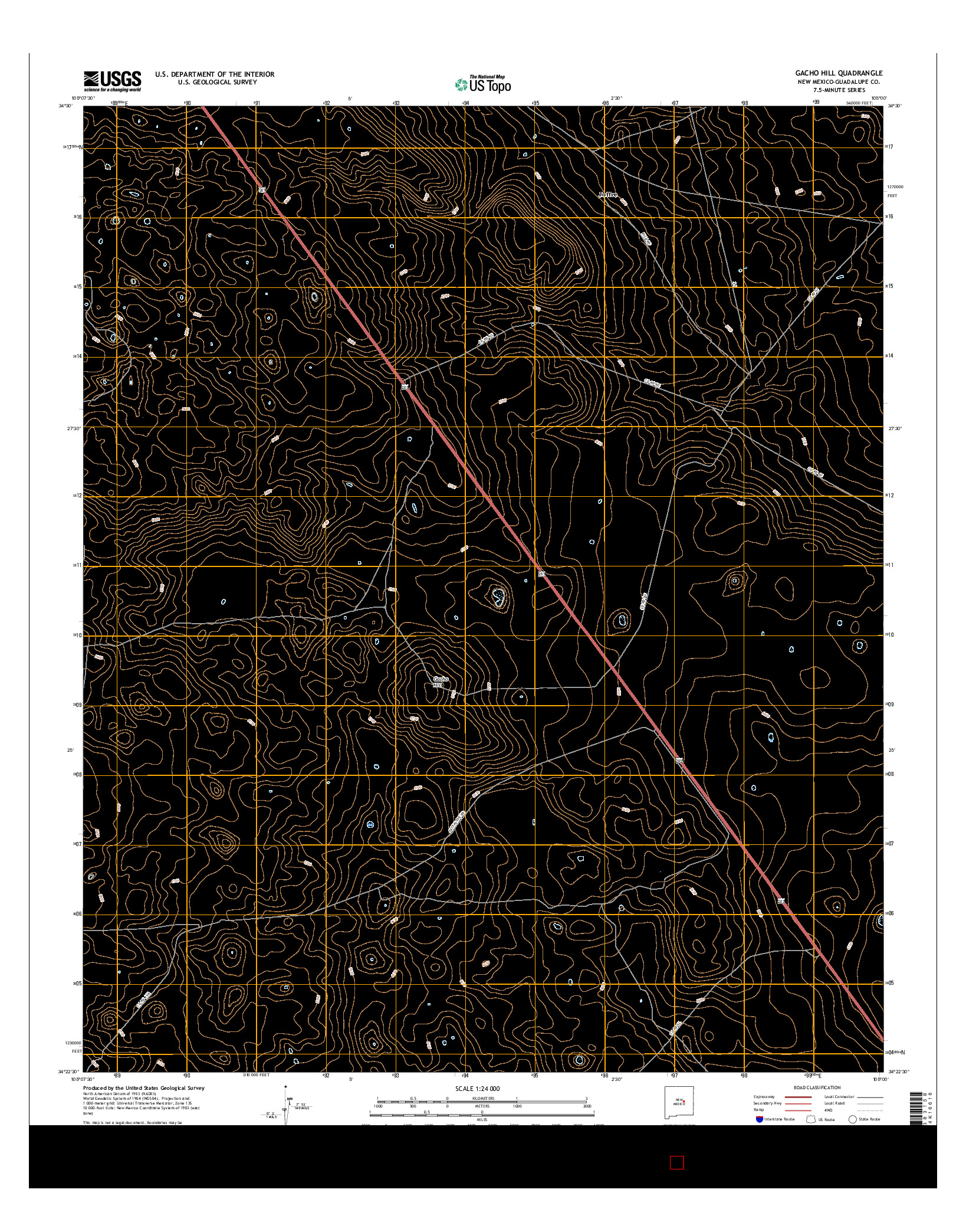 USGS US TOPO 7.5-MINUTE MAP FOR GACHO HILL, NM 2017