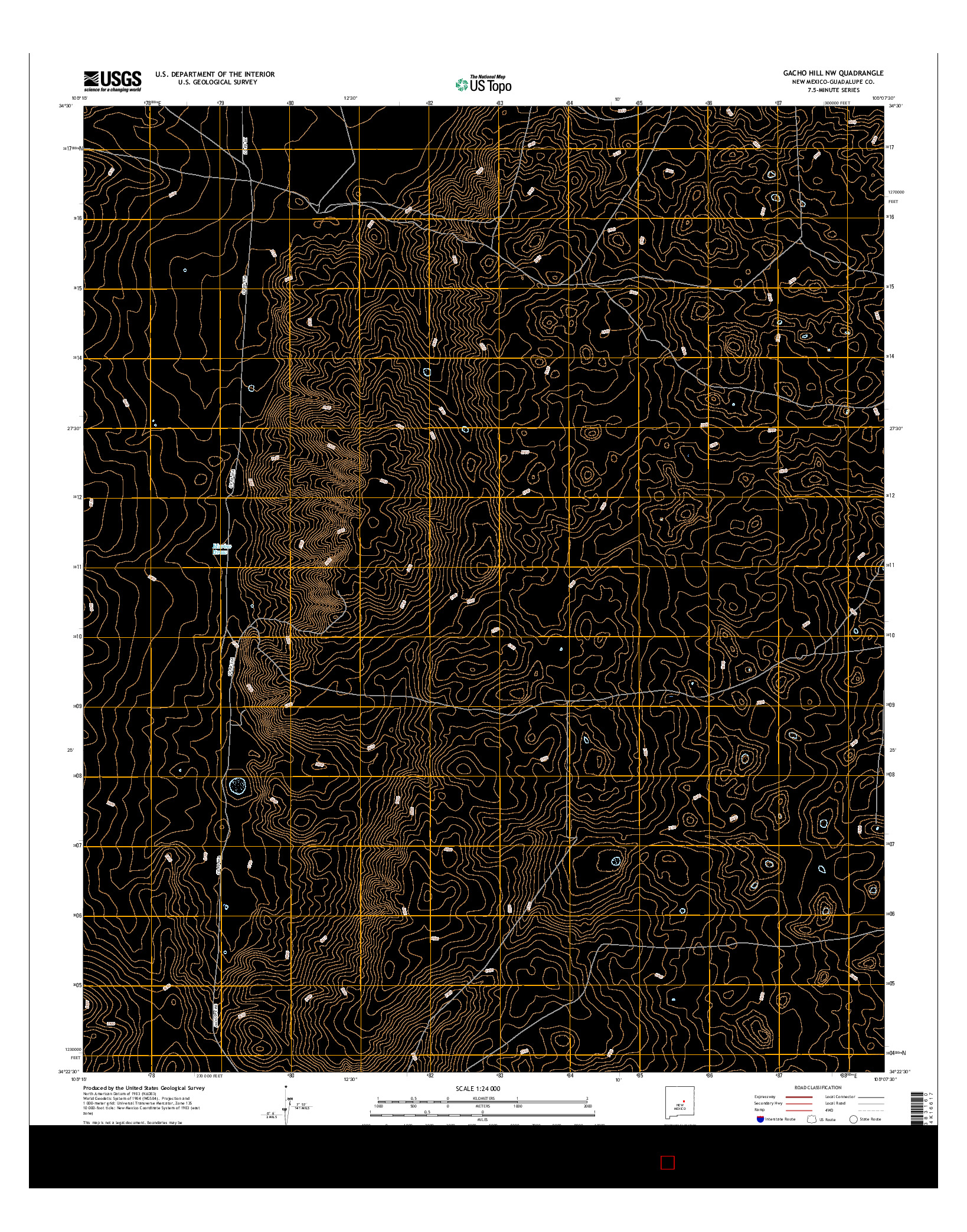 USGS US TOPO 7.5-MINUTE MAP FOR GACHO HILL NW, NM 2017