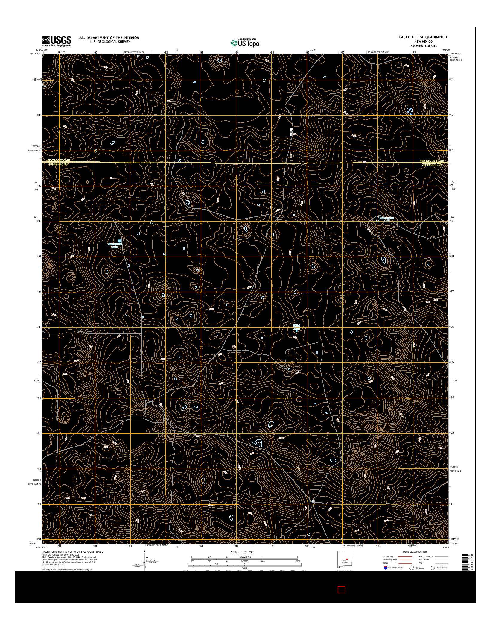 USGS US TOPO 7.5-MINUTE MAP FOR GACHO HILL SE, NM 2017