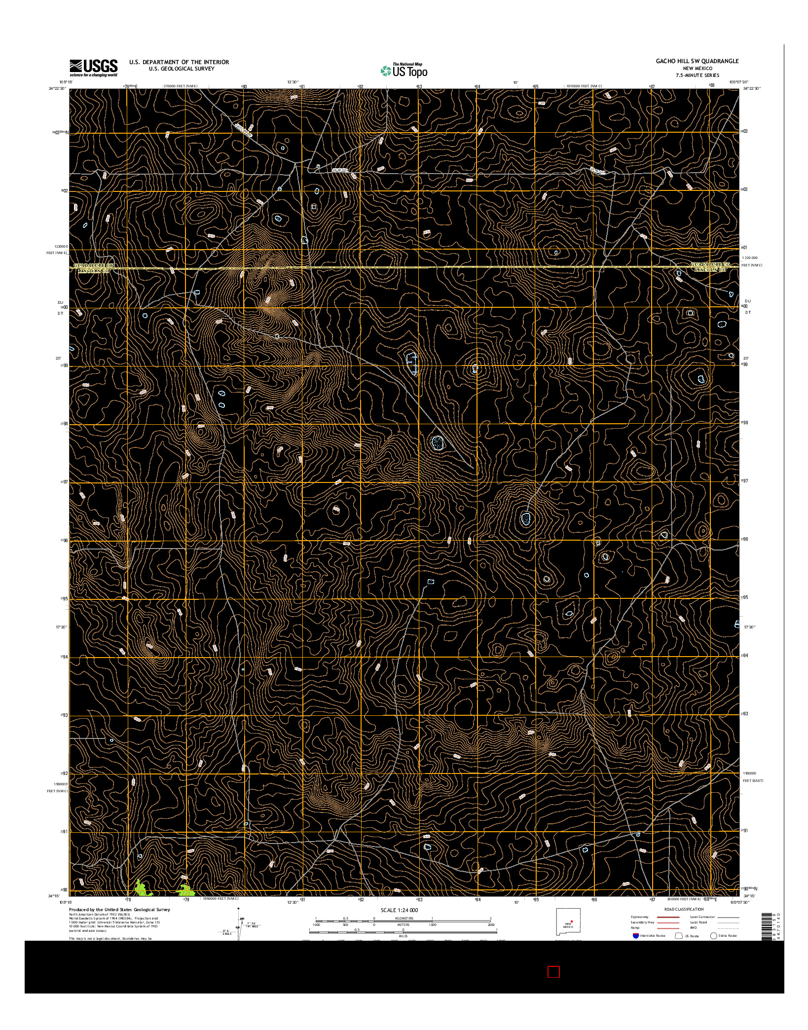 USGS US TOPO 7.5-MINUTE MAP FOR GACHO HILL SW, NM 2017