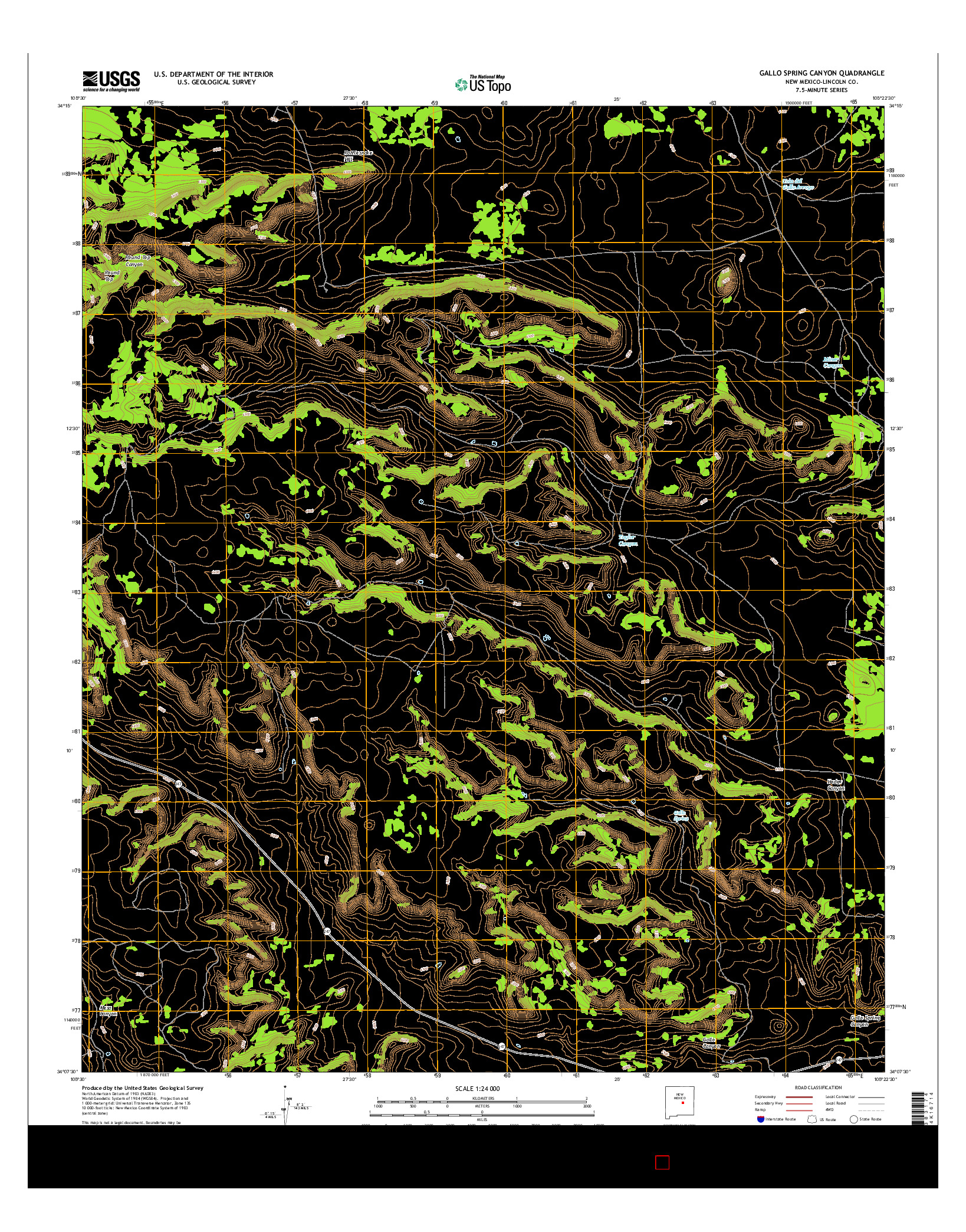 USGS US TOPO 7.5-MINUTE MAP FOR GALLO SPRING CANYON, NM 2017