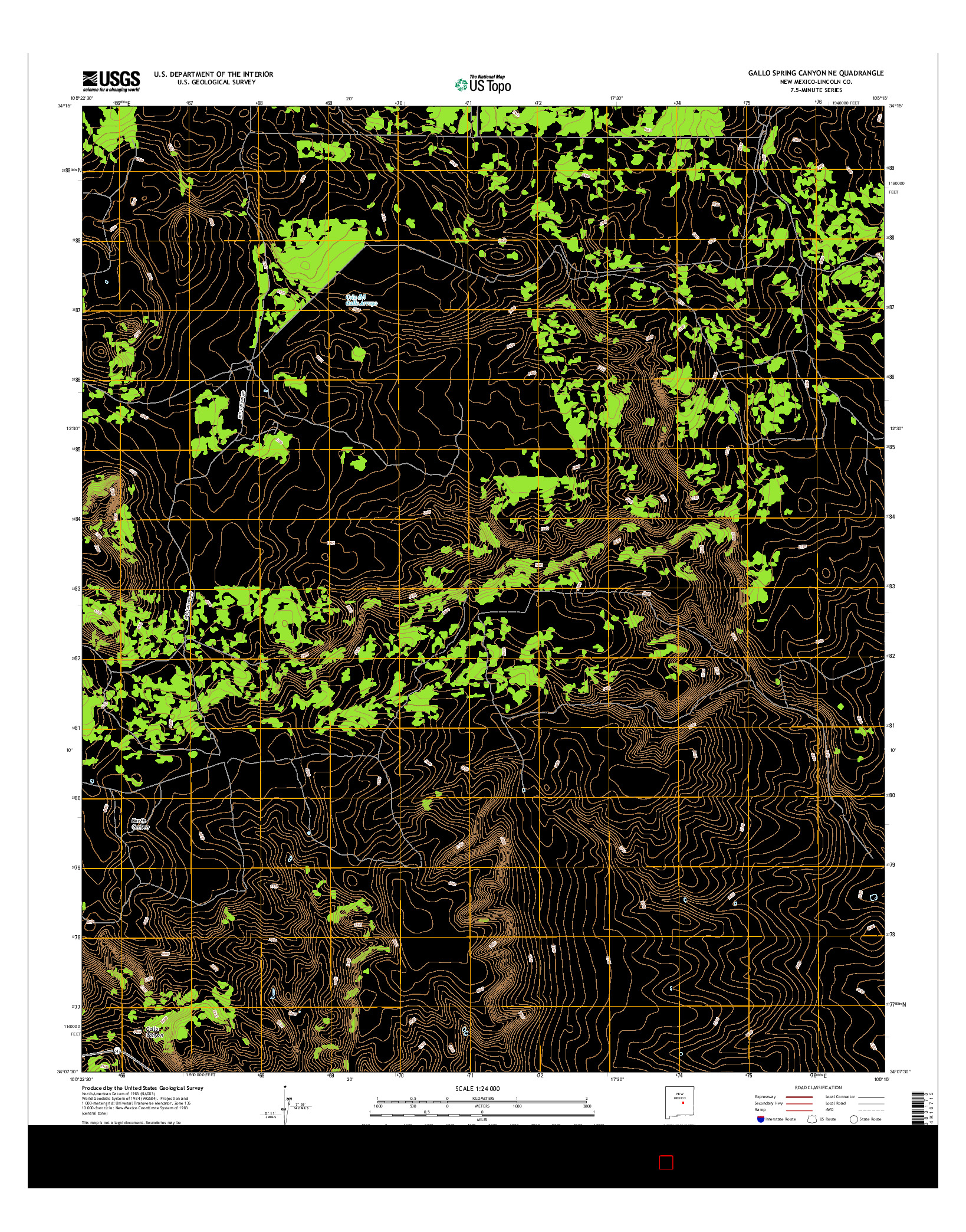 USGS US TOPO 7.5-MINUTE MAP FOR GALLO SPRING CANYON NE, NM 2017