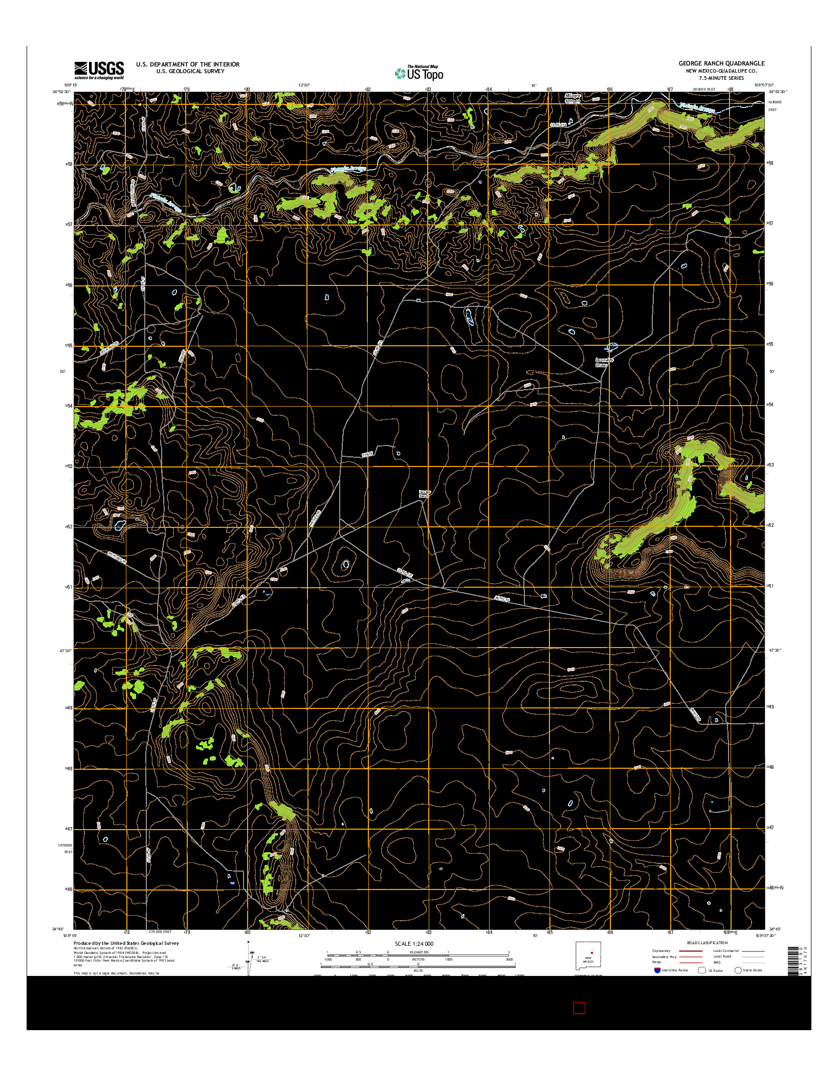 USGS US TOPO 7.5-MINUTE MAP FOR GEORGE RANCH, NM 2017