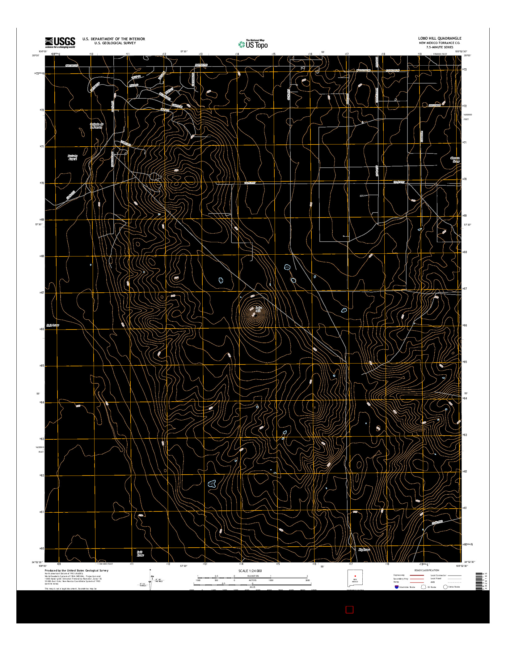 USGS US TOPO 7.5-MINUTE MAP FOR LOBO HILL, NM 2017