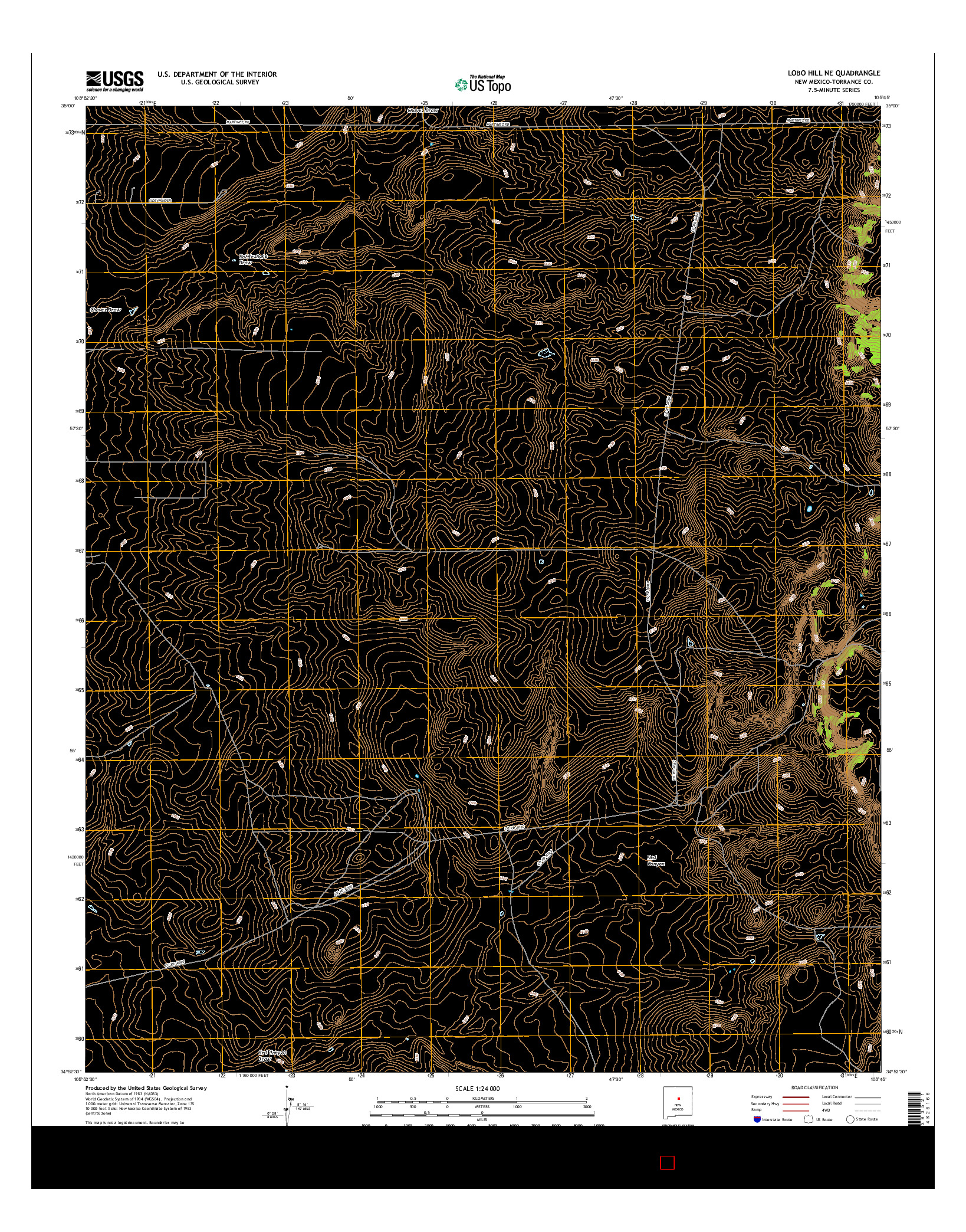 USGS US TOPO 7.5-MINUTE MAP FOR LOBO HILL NE, NM 2017