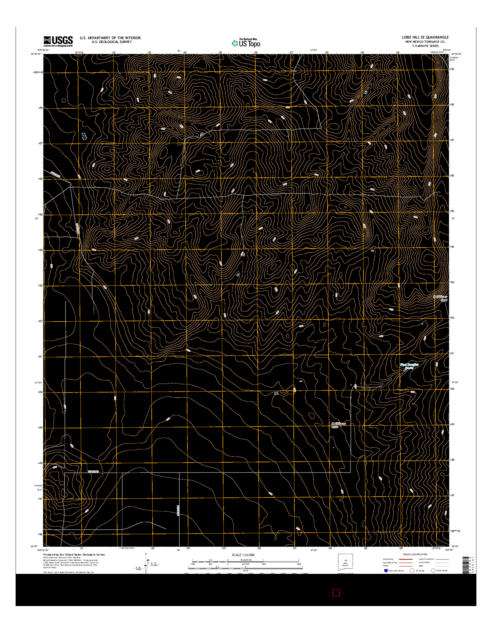 USGS US TOPO 7.5-MINUTE MAP FOR LOBO HILL SE, NM 2017