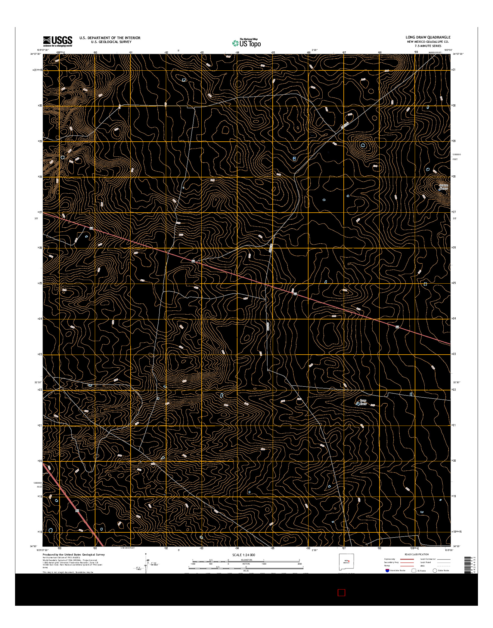 USGS US TOPO 7.5-MINUTE MAP FOR LONG DRAW, NM 2017