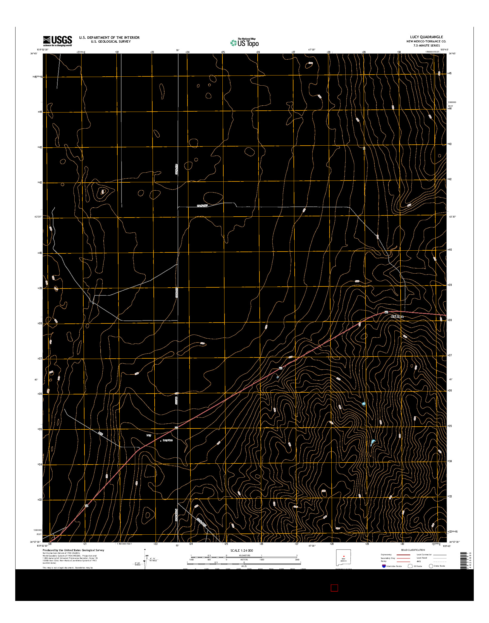 USGS US TOPO 7.5-MINUTE MAP FOR LUCY, NM 2017