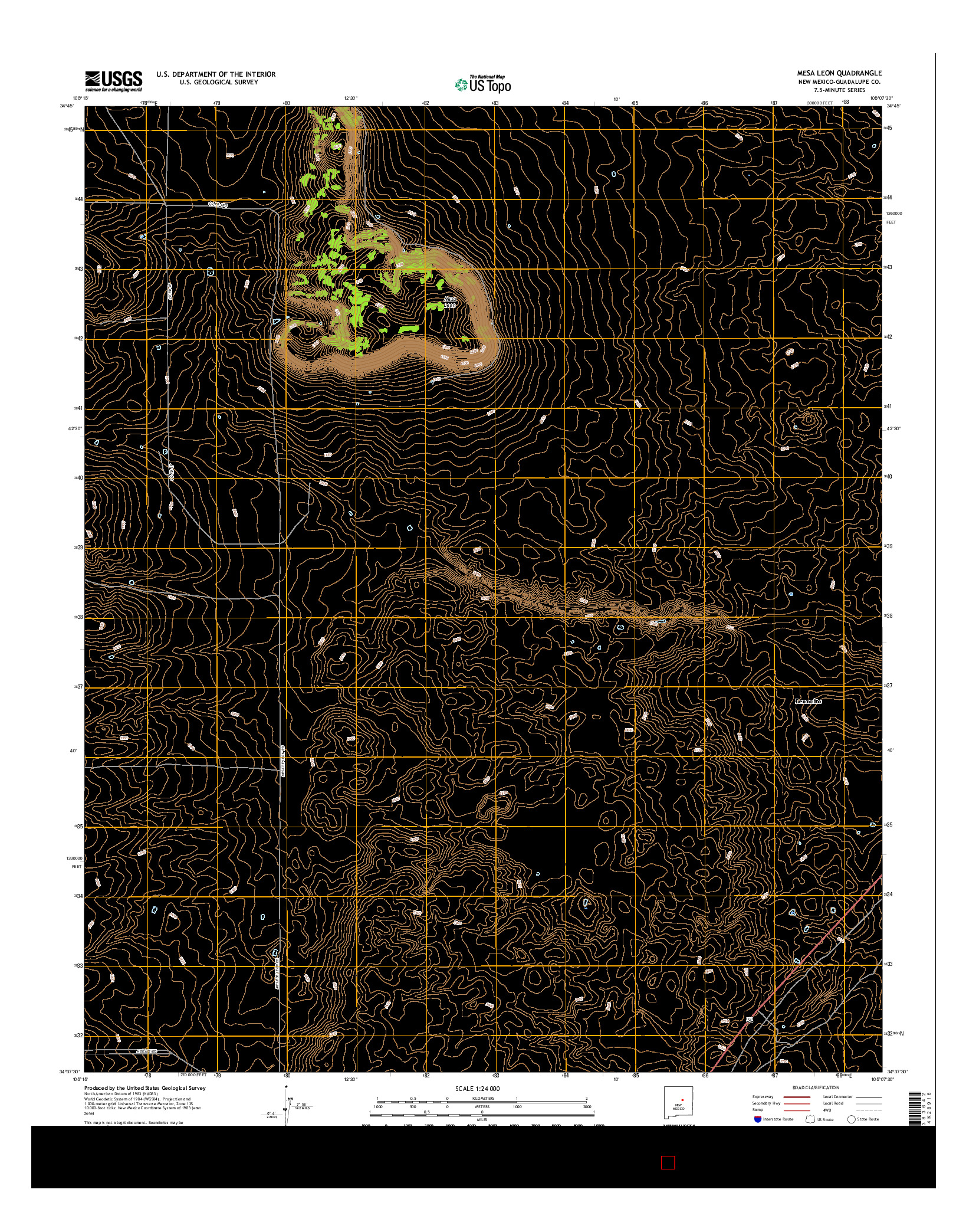 USGS US TOPO 7.5-MINUTE MAP FOR MESA LEON, NM 2017