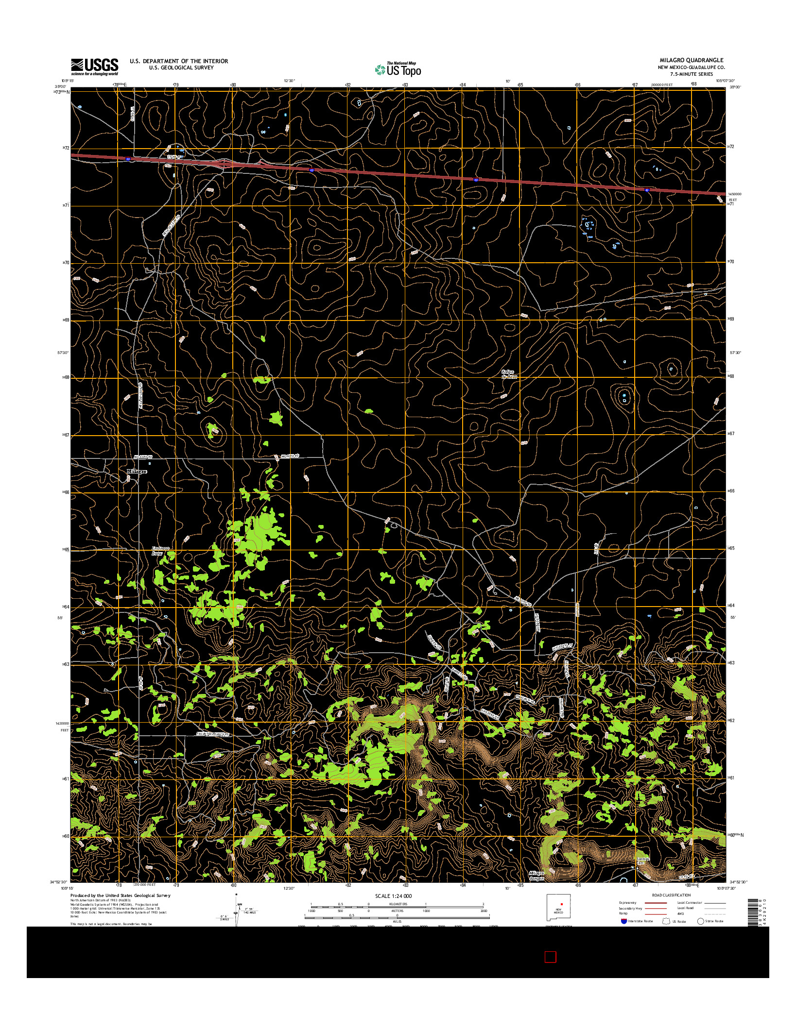 USGS US TOPO 7.5-MINUTE MAP FOR MILAGRO, NM 2017