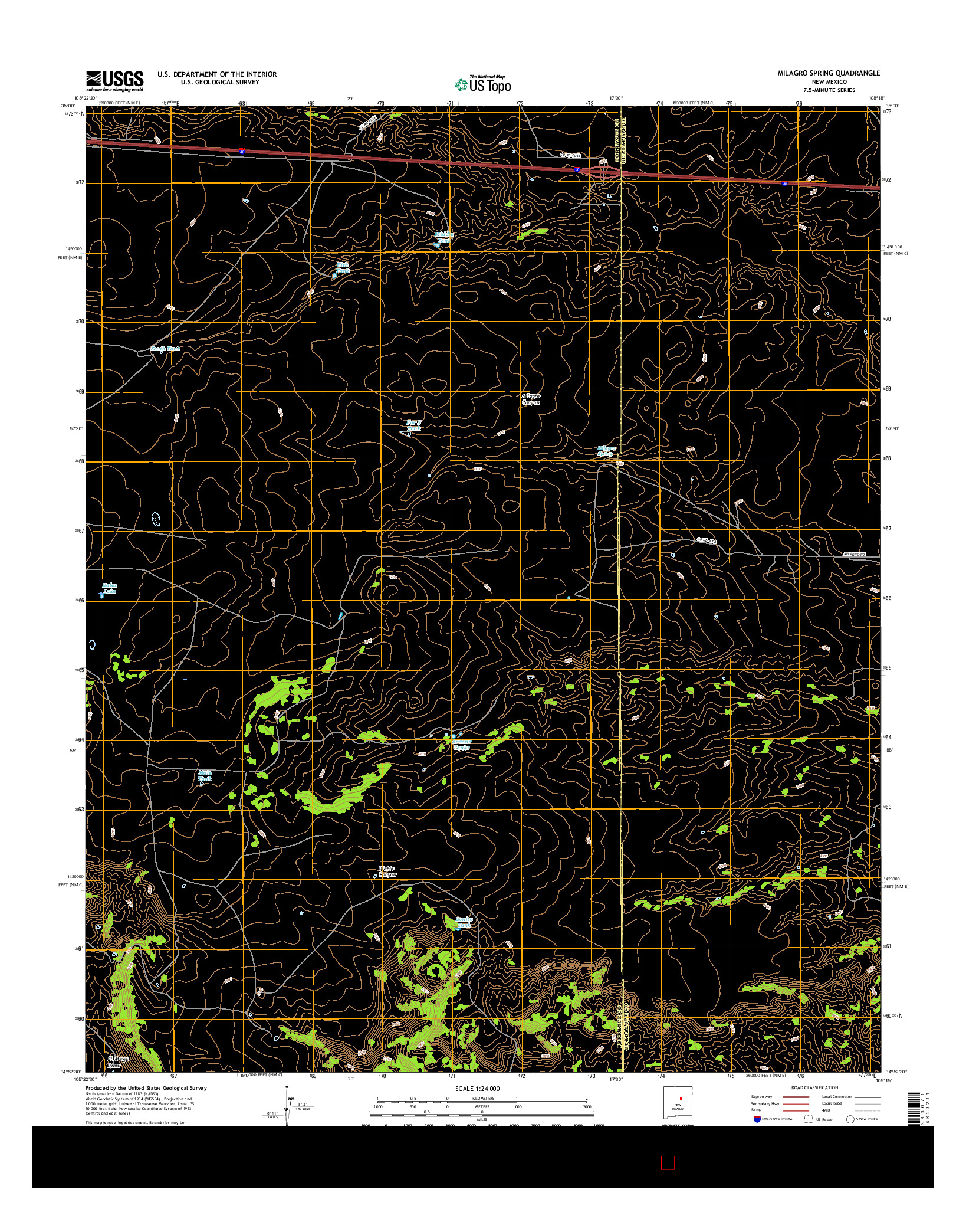 USGS US TOPO 7.5-MINUTE MAP FOR MILAGRO SPRING, NM 2017