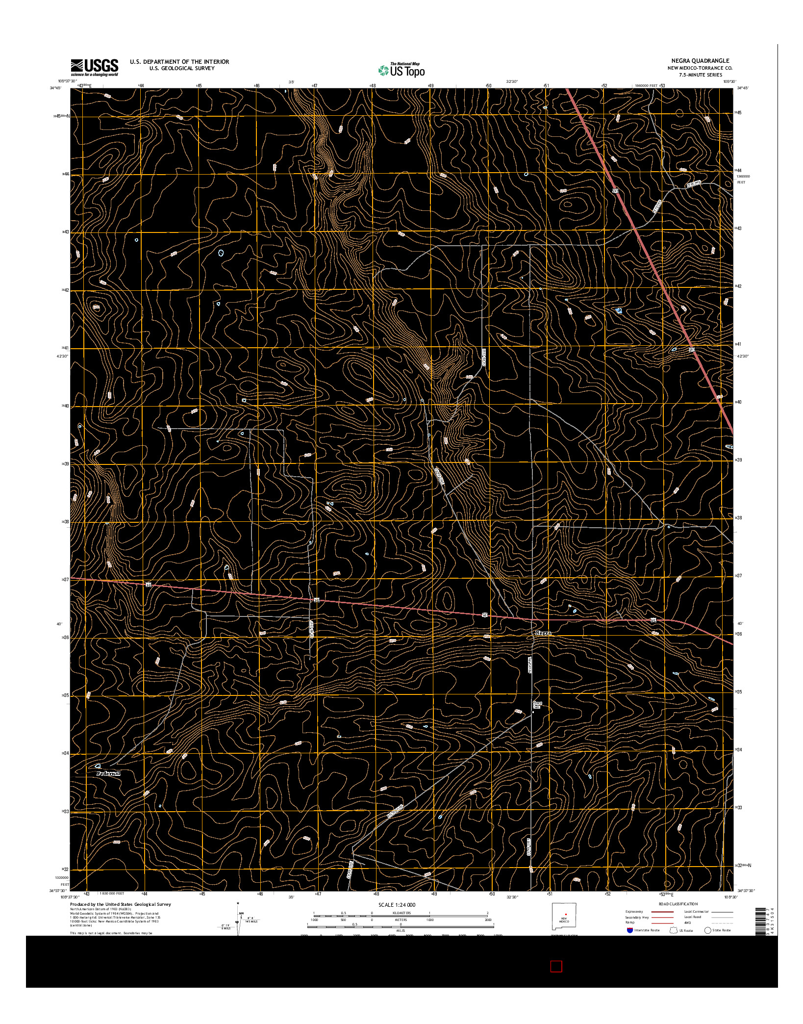 USGS US TOPO 7.5-MINUTE MAP FOR NEGRA, NM 2017