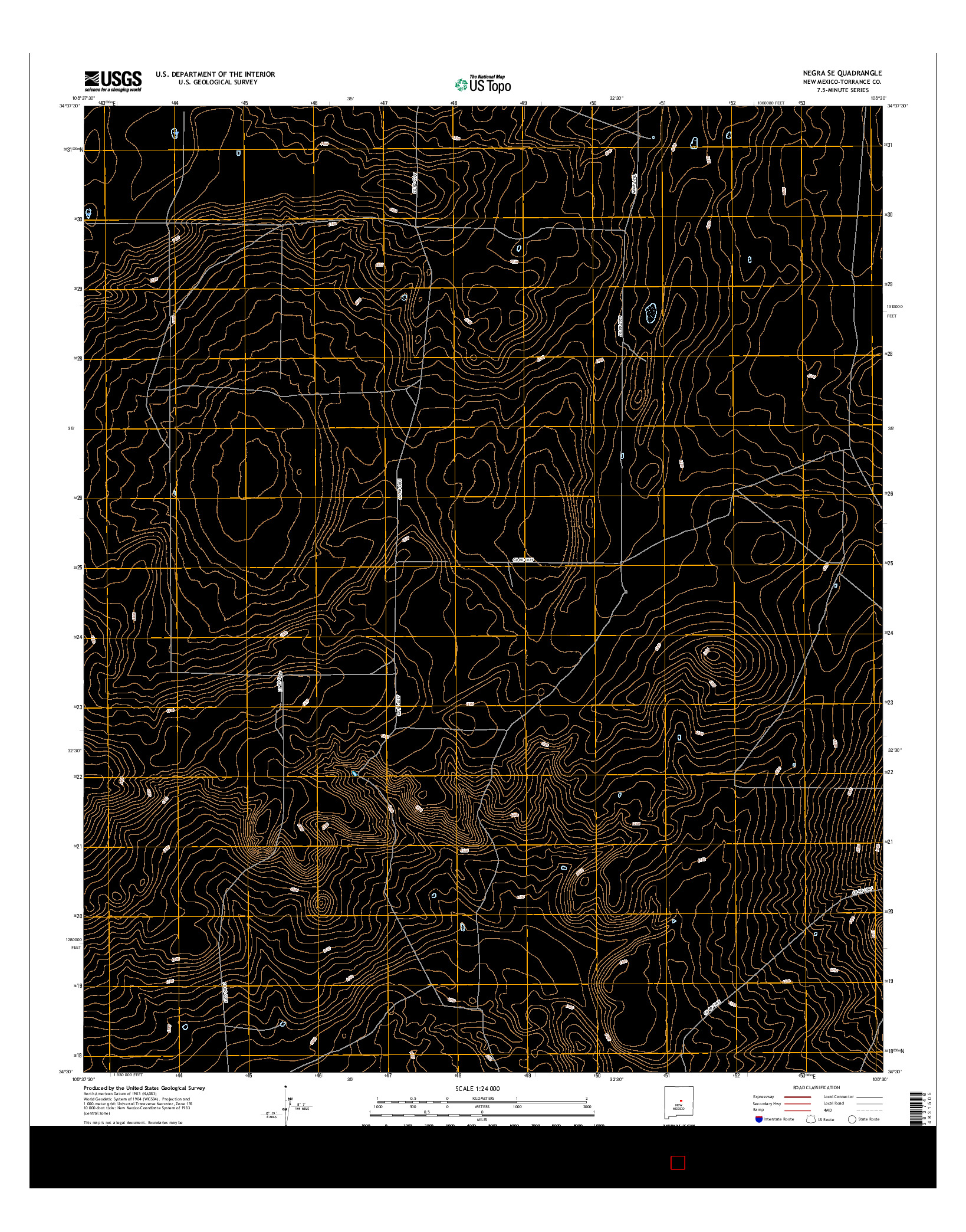 USGS US TOPO 7.5-MINUTE MAP FOR NEGRA SE, NM 2017