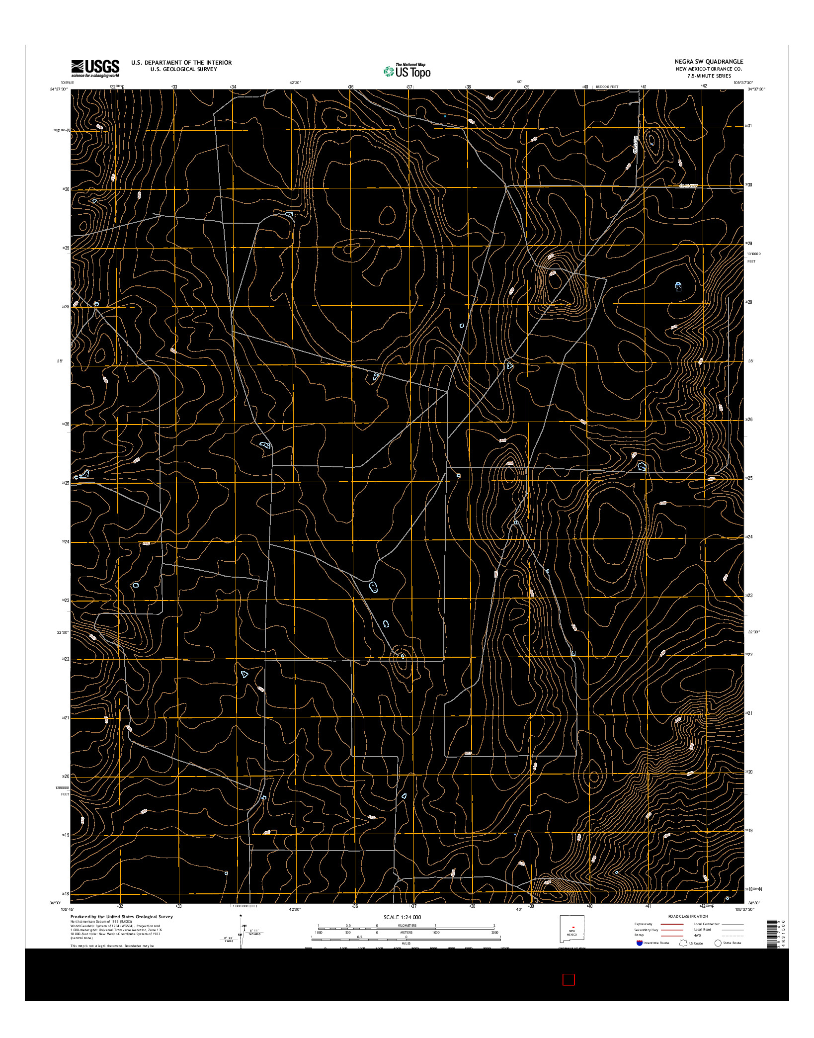 USGS US TOPO 7.5-MINUTE MAP FOR NEGRA SW, NM 2017