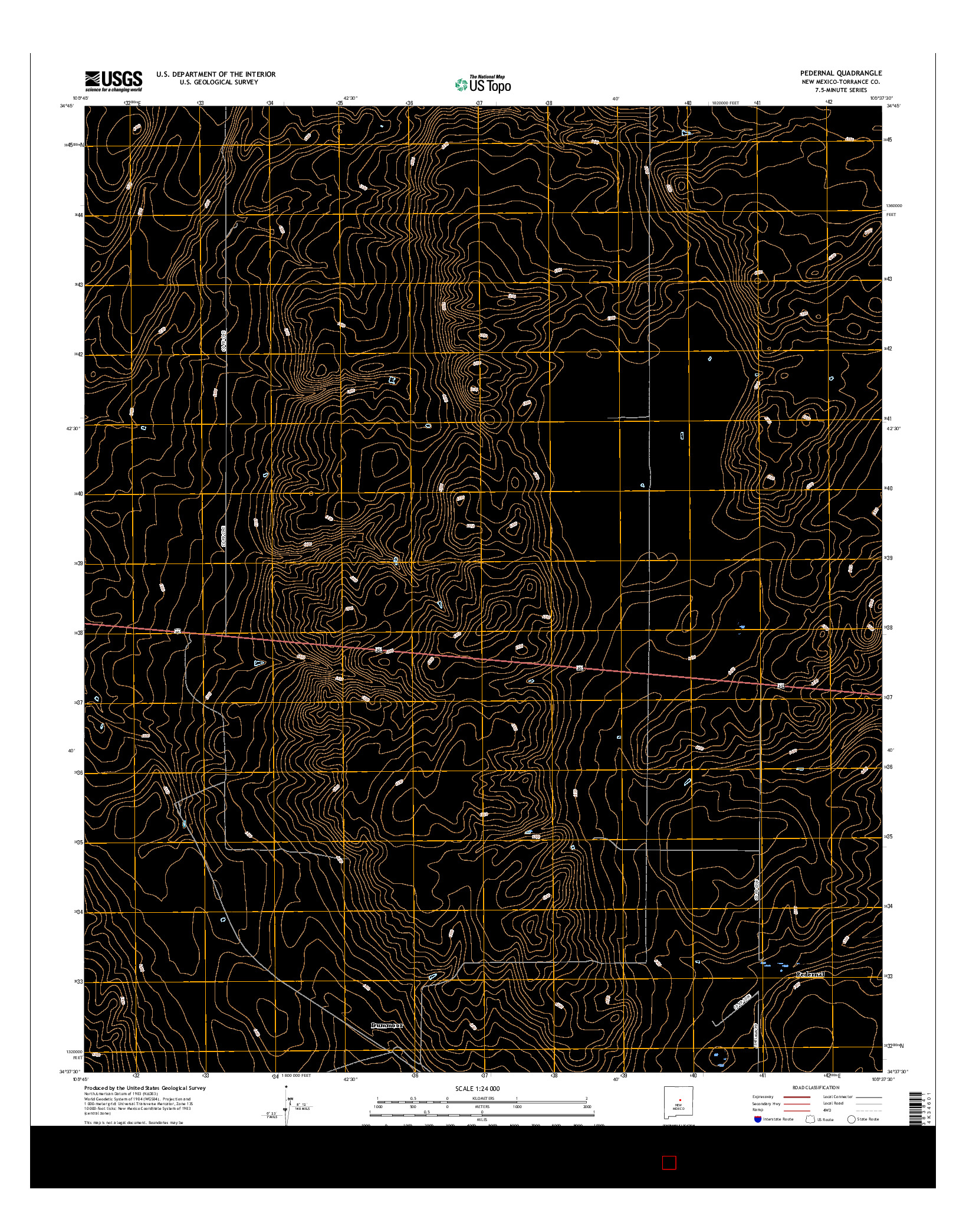 USGS US TOPO 7.5-MINUTE MAP FOR PEDERNAL, NM 2017