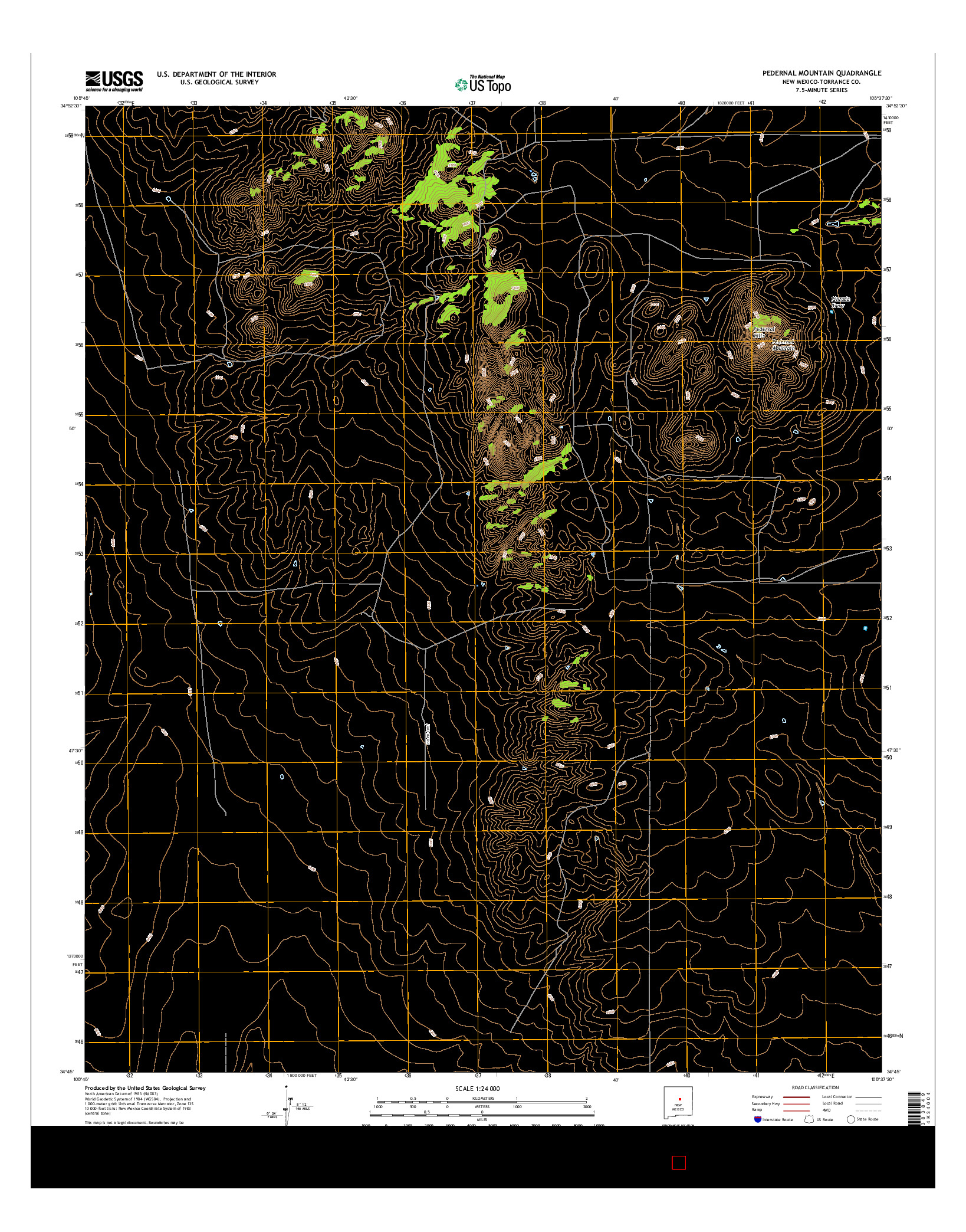 USGS US TOPO 7.5-MINUTE MAP FOR PEDERNAL MOUNTAIN, NM 2017