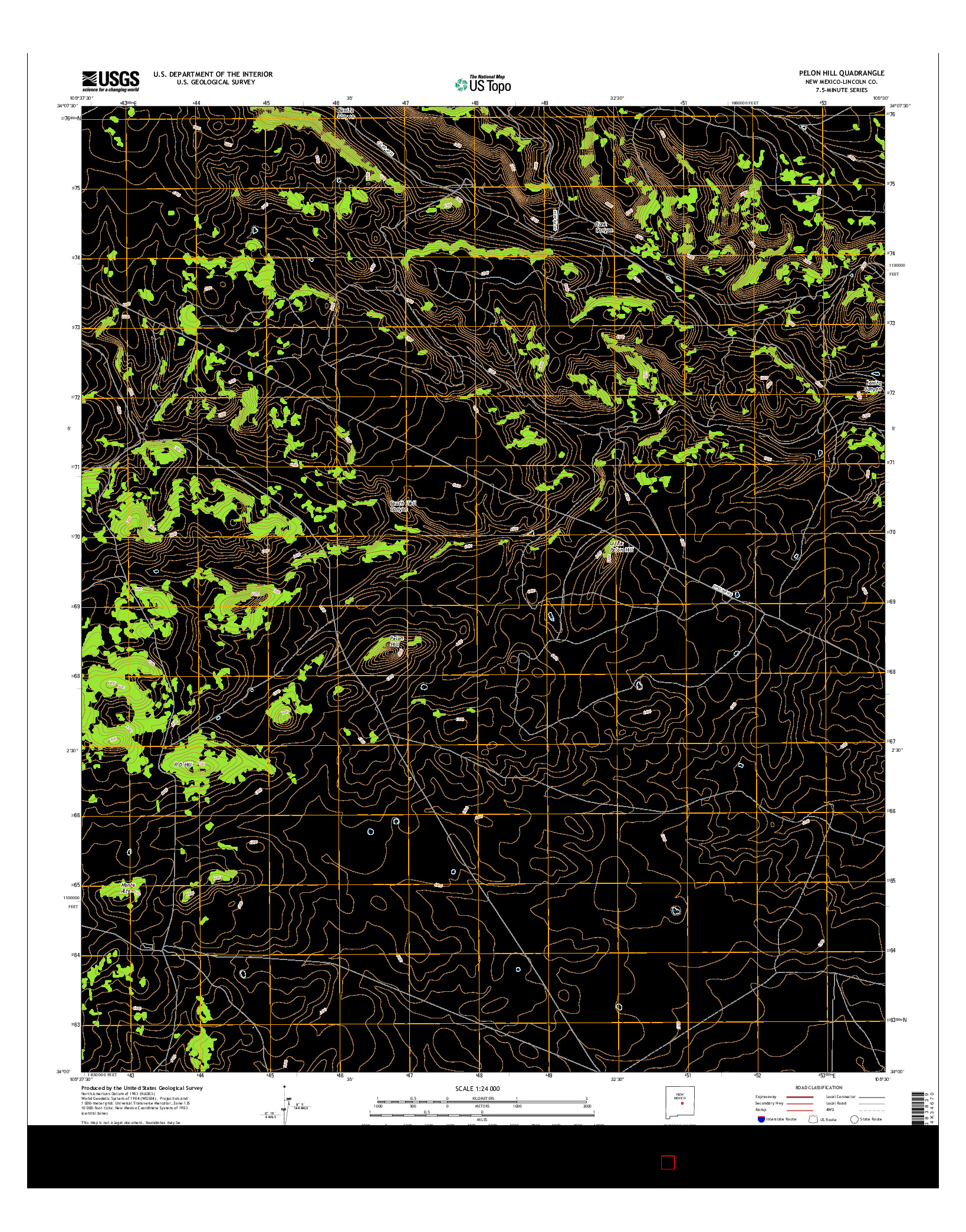 USGS US TOPO 7.5-MINUTE MAP FOR PELON HILL, NM 2017