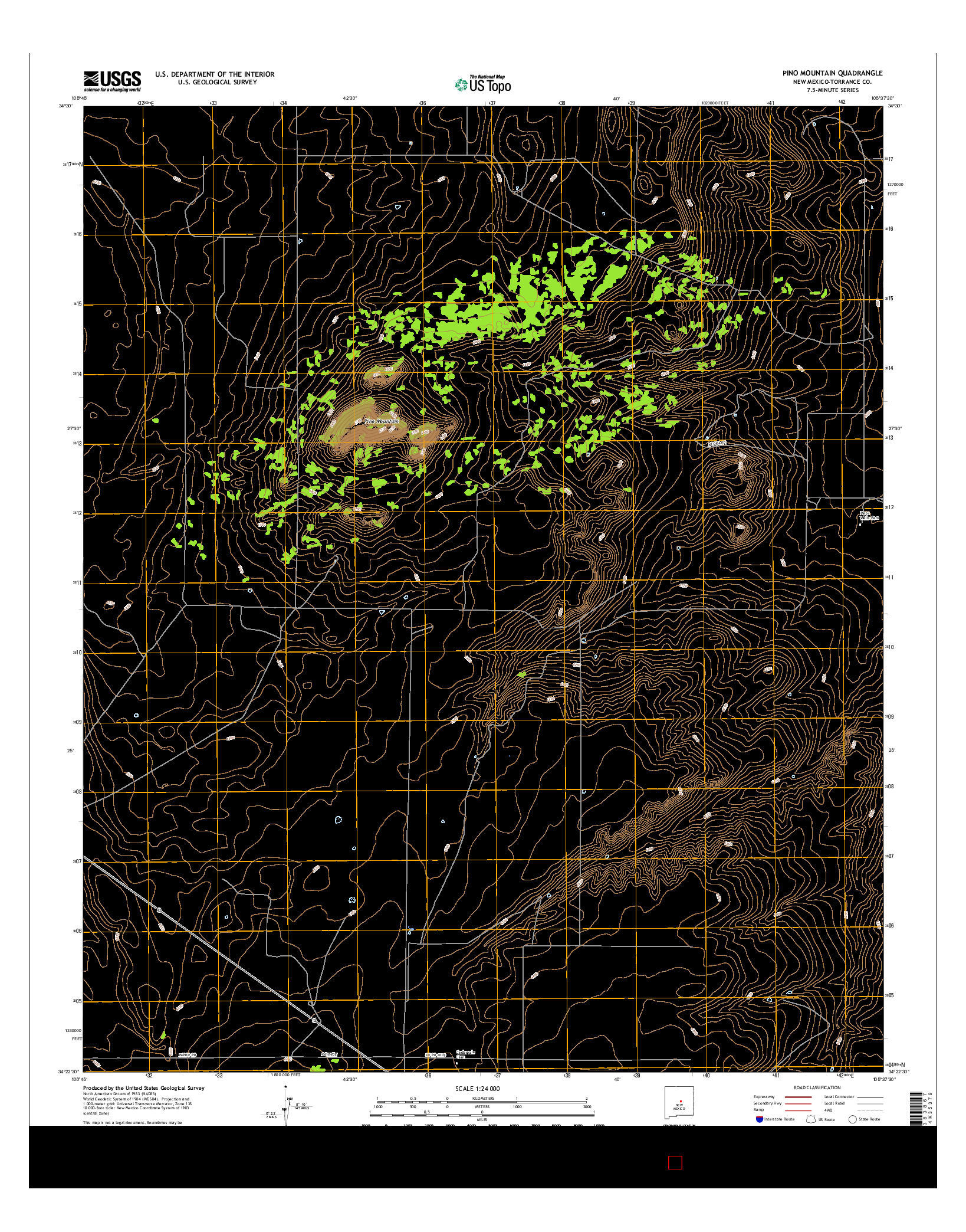 USGS US TOPO 7.5-MINUTE MAP FOR PINO MOUNTAIN, NM 2017