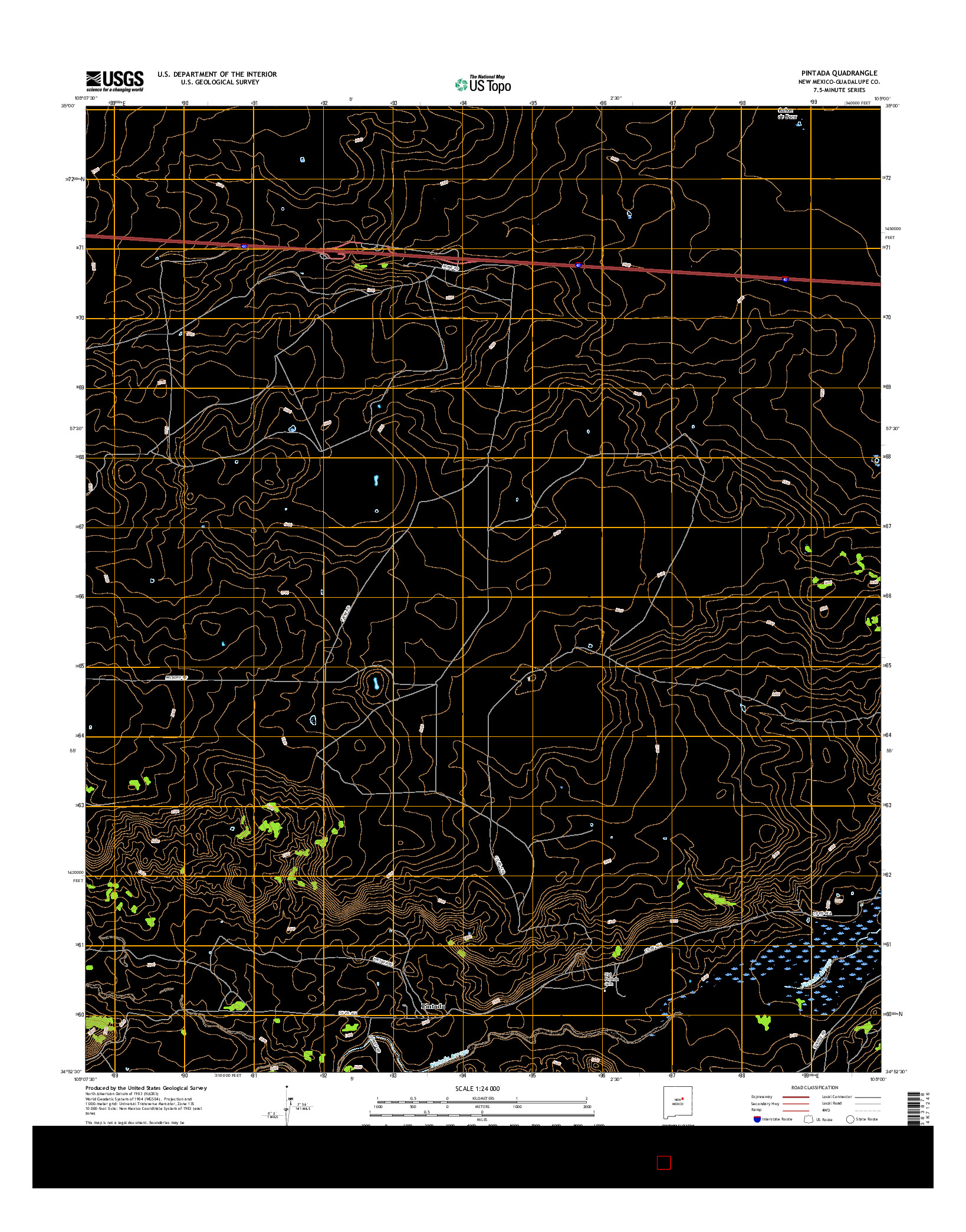 USGS US TOPO 7.5-MINUTE MAP FOR PINTADA, NM 2017