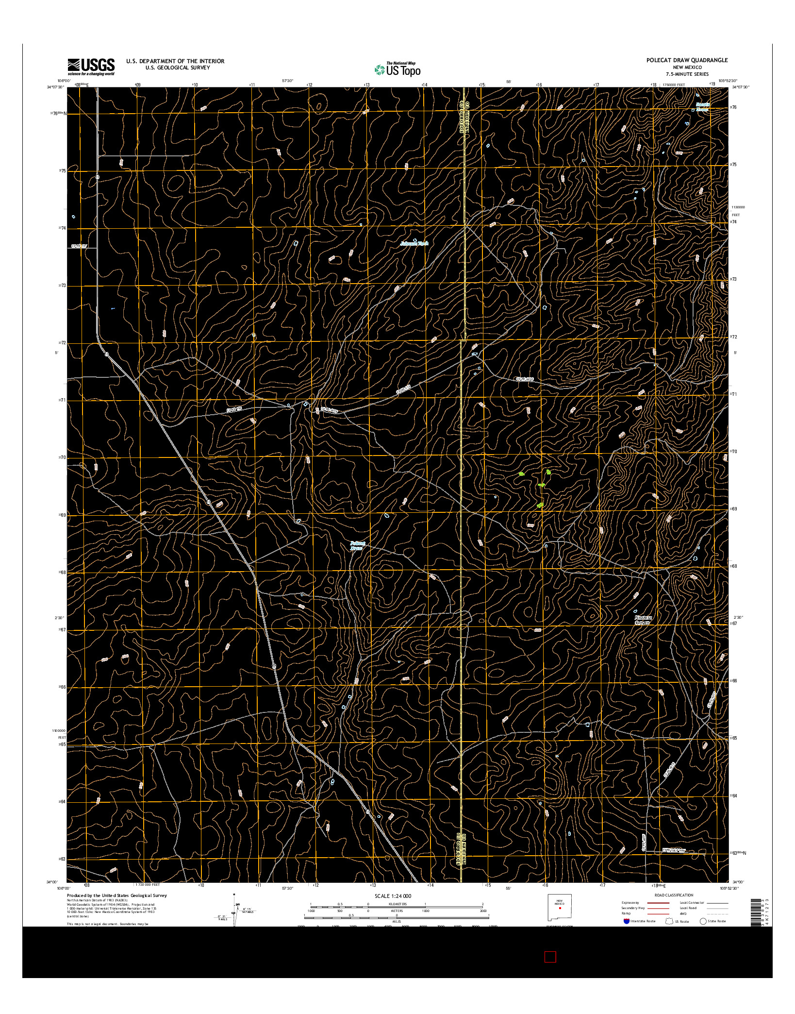 USGS US TOPO 7.5-MINUTE MAP FOR POLECAT DRAW, NM 2017