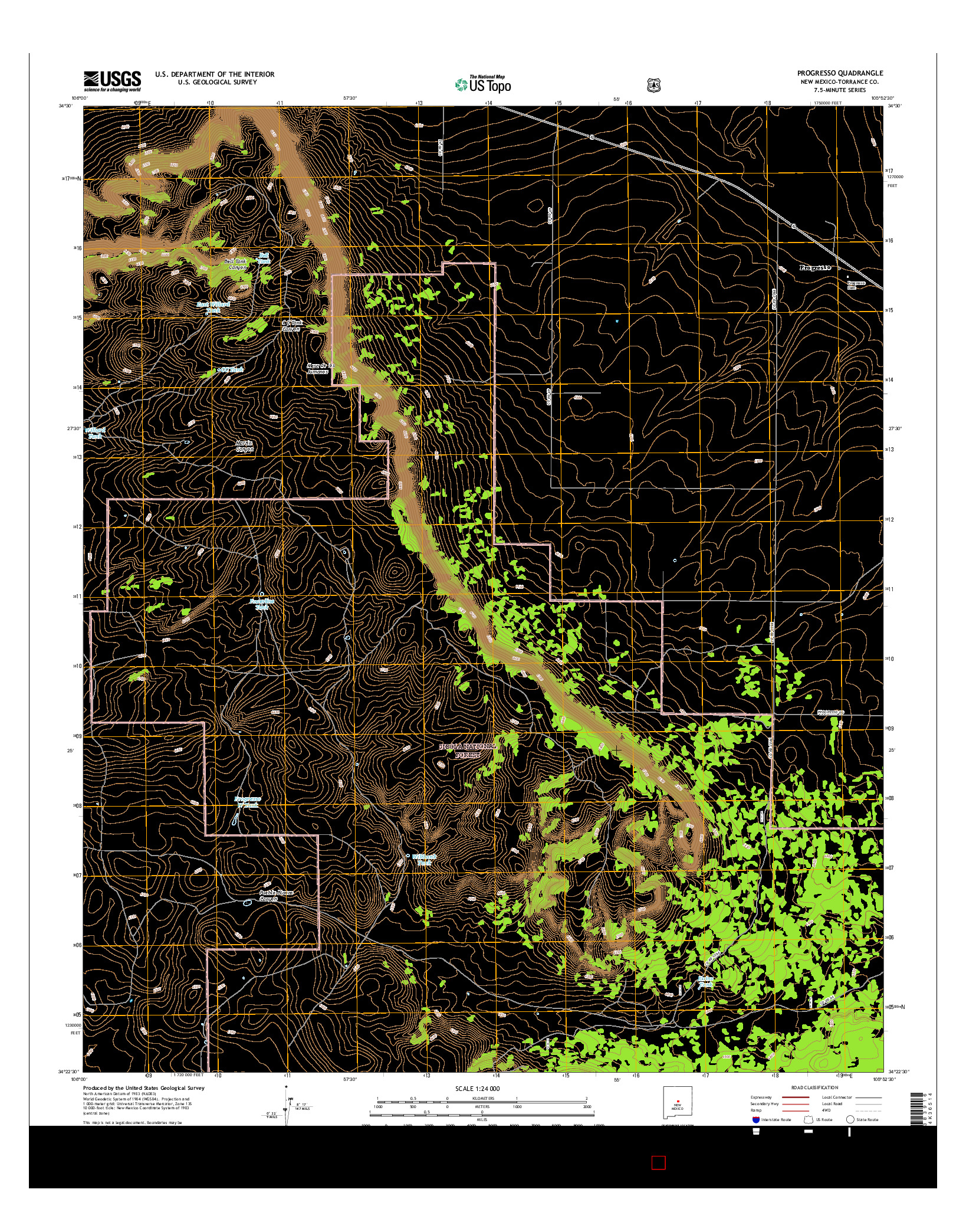 USGS US TOPO 7.5-MINUTE MAP FOR PROGRESSO, NM 2017