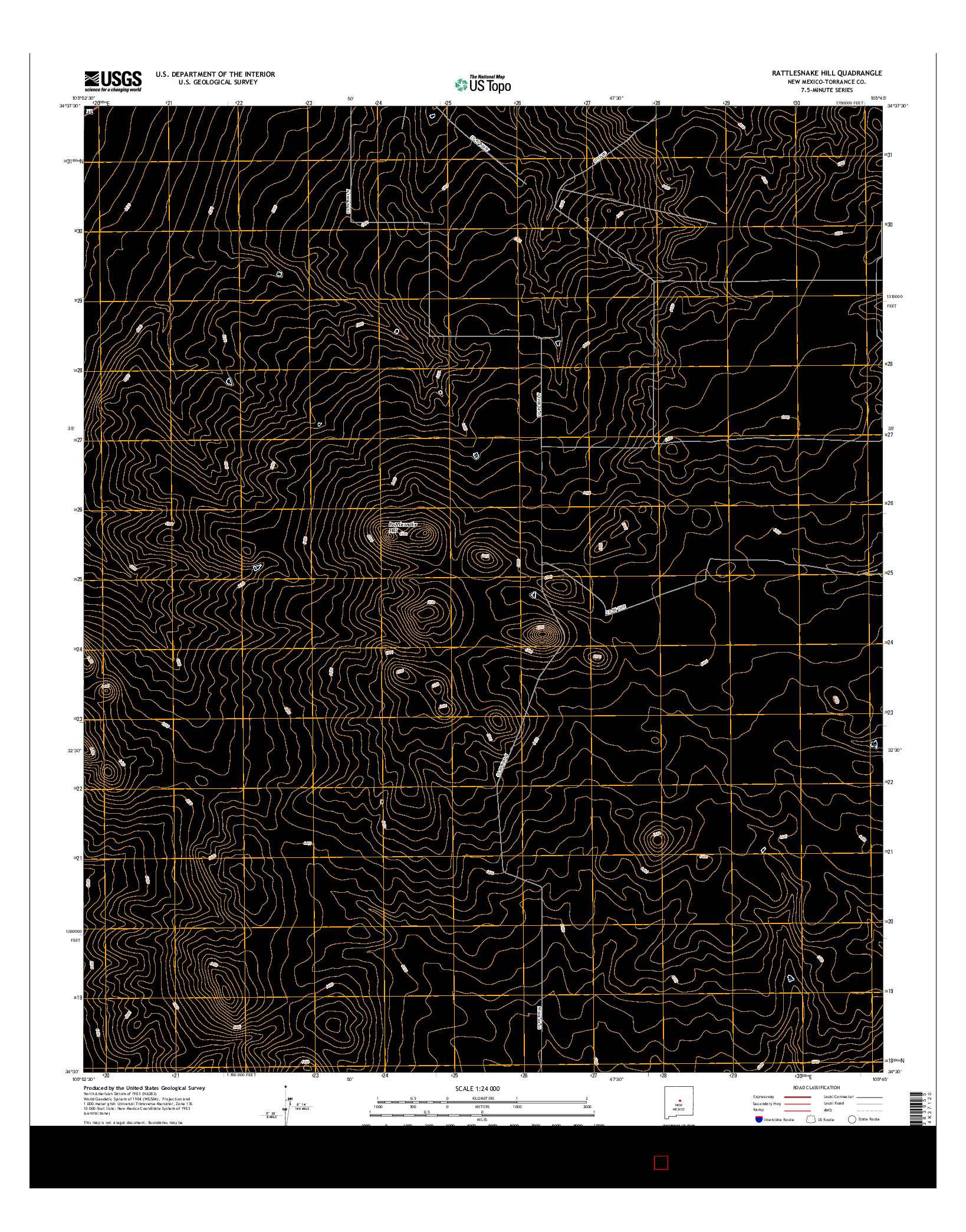 USGS US TOPO 7.5-MINUTE MAP FOR RATTLESNAKE HILL, NM 2017