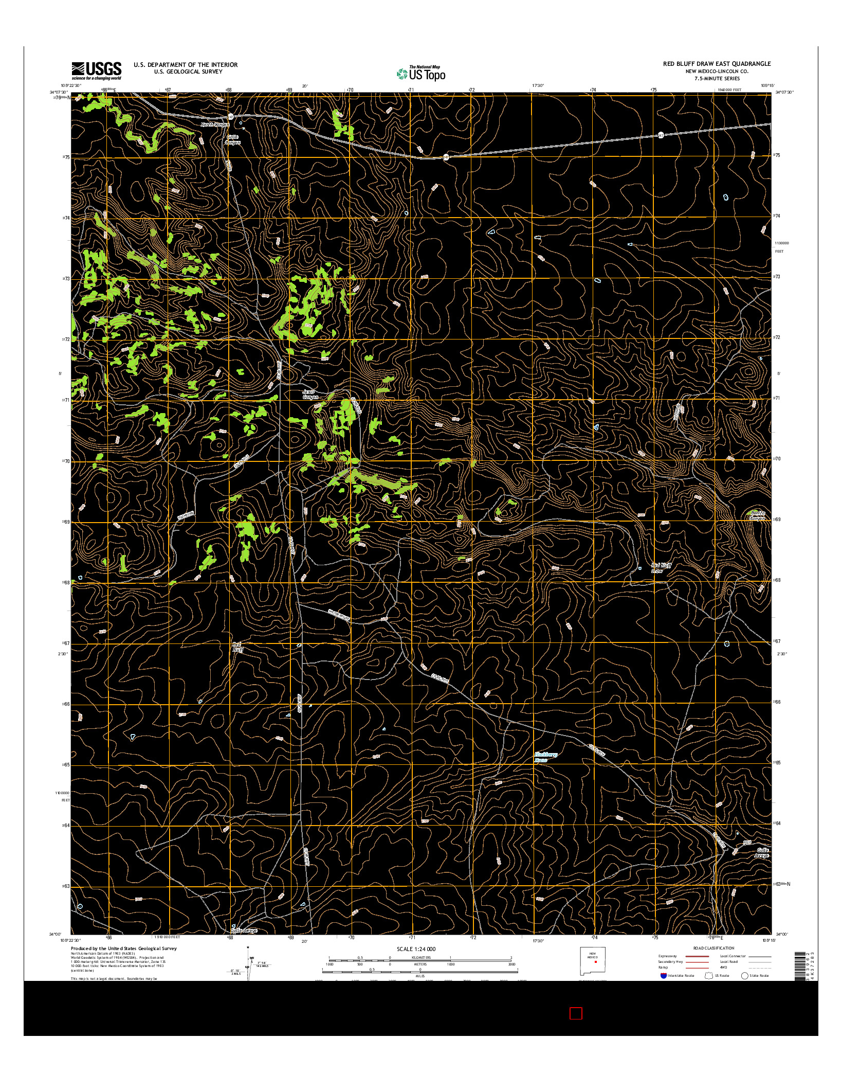 USGS US TOPO 7.5-MINUTE MAP FOR RED BLUFF DRAW EAST, NM 2017