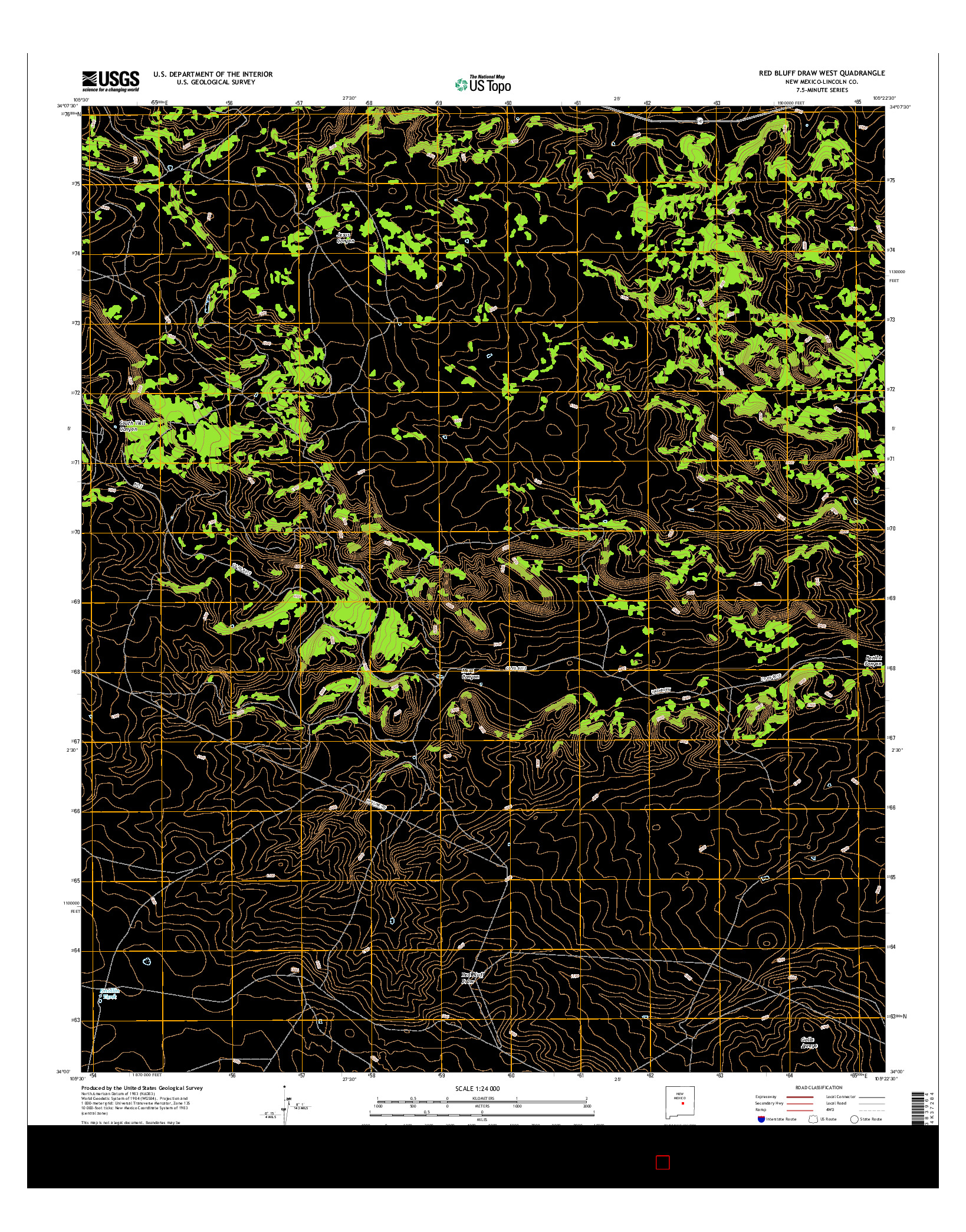 USGS US TOPO 7.5-MINUTE MAP FOR RED BLUFF DRAW WEST, NM 2017