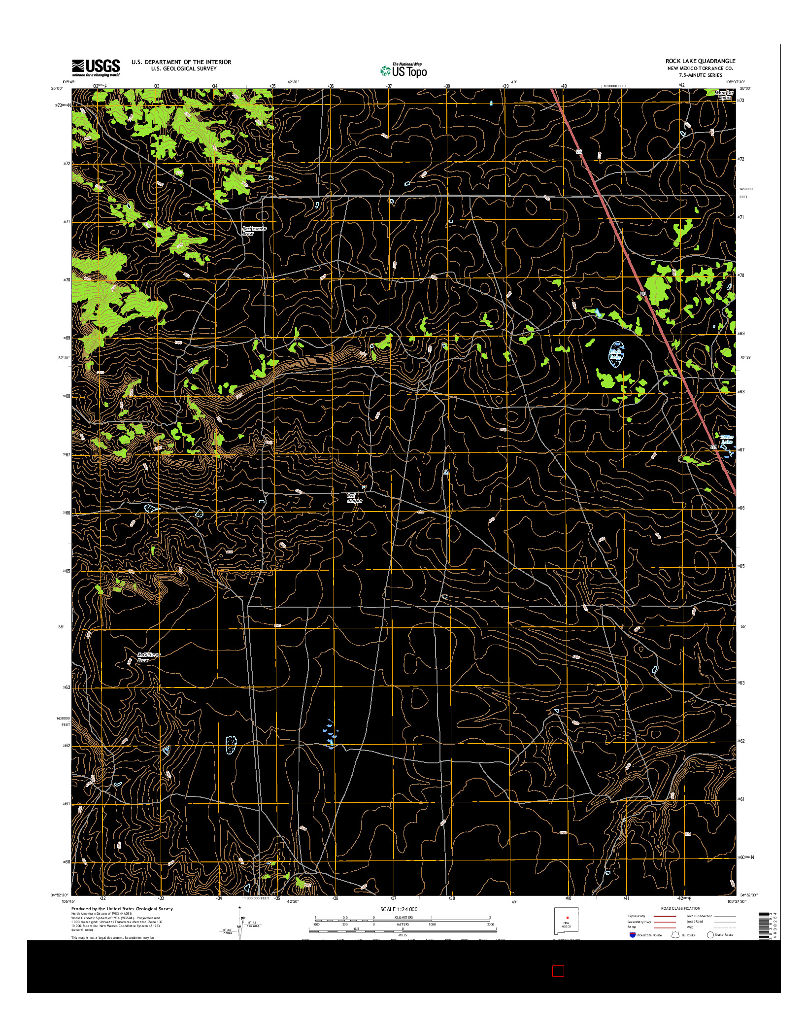 USGS US TOPO 7.5-MINUTE MAP FOR ROCK LAKE, NM 2017