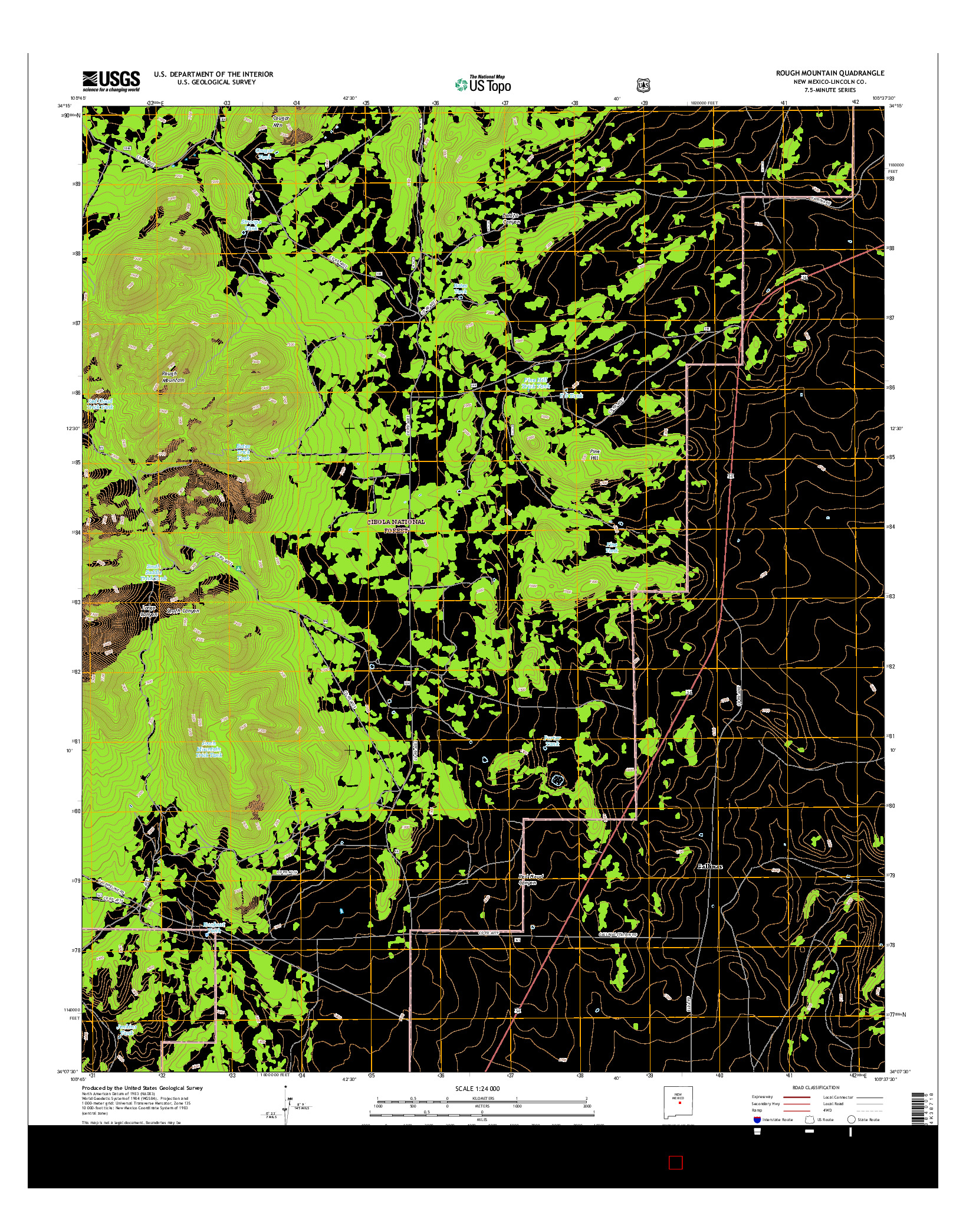 USGS US TOPO 7.5-MINUTE MAP FOR ROUGH MOUNTAIN, NM 2017