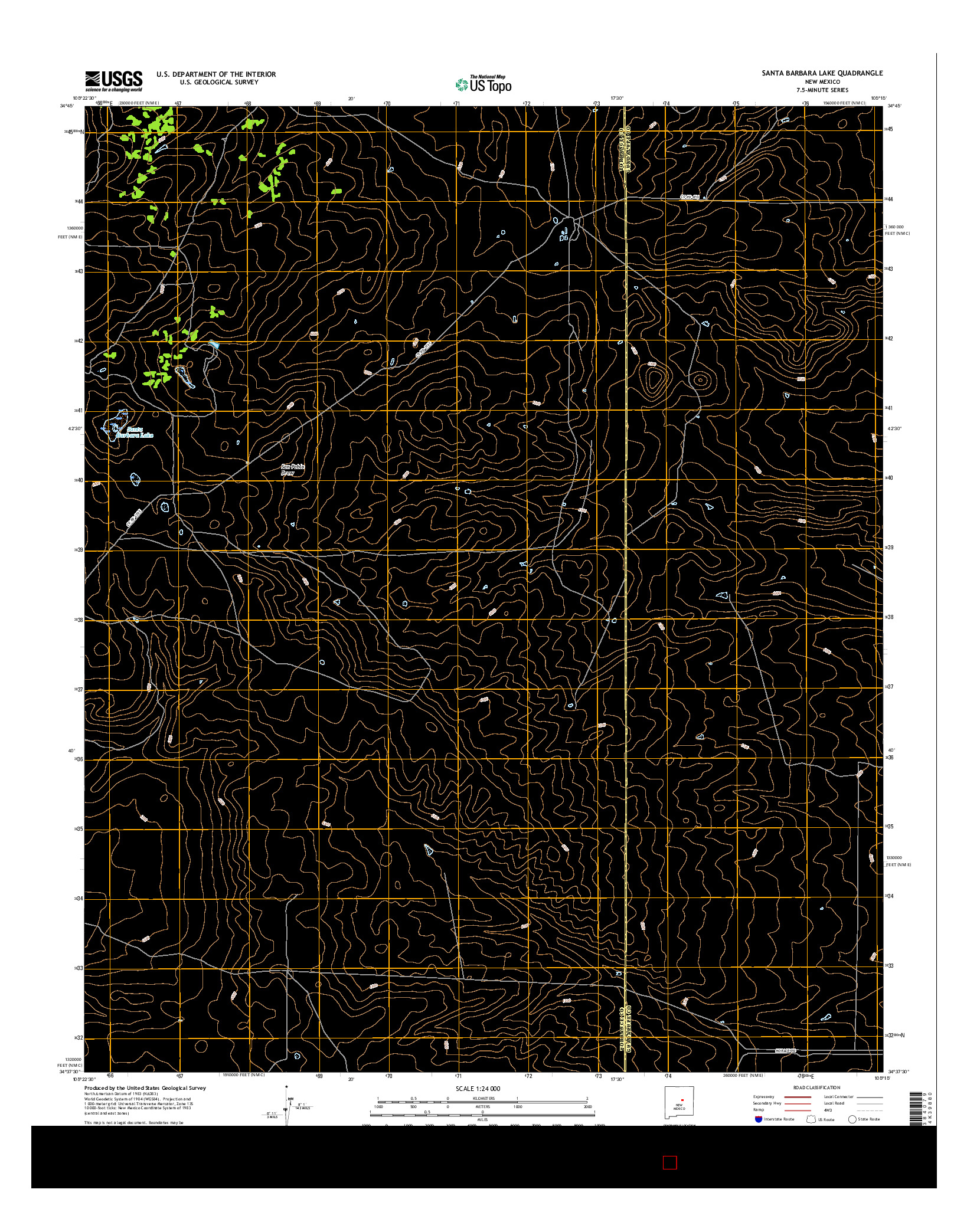 USGS US TOPO 7.5-MINUTE MAP FOR SANTA BARBARA LAKE, NM 2017