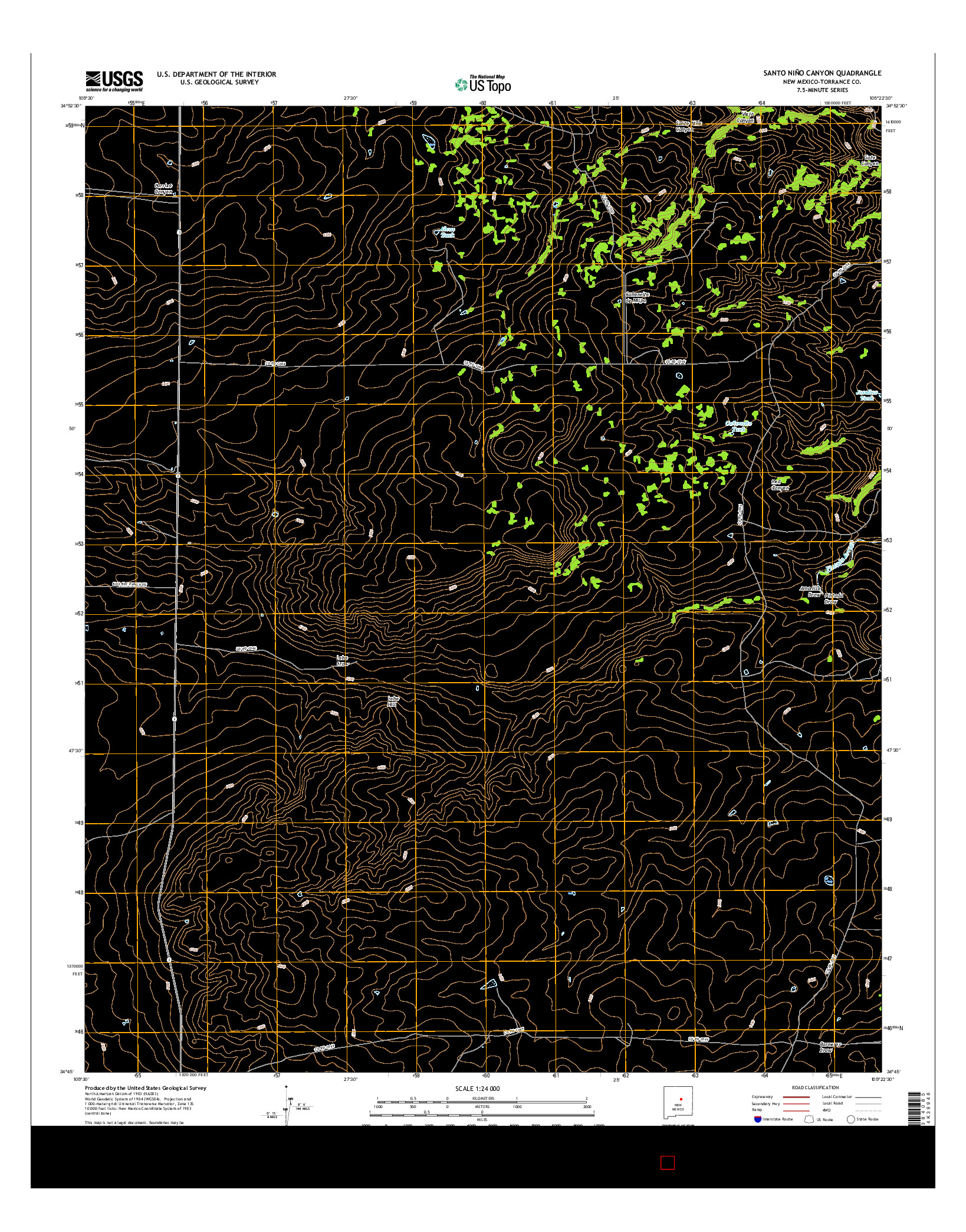 USGS US TOPO 7.5-MINUTE MAP FOR SANTO NIñO CANYON, NM 2017