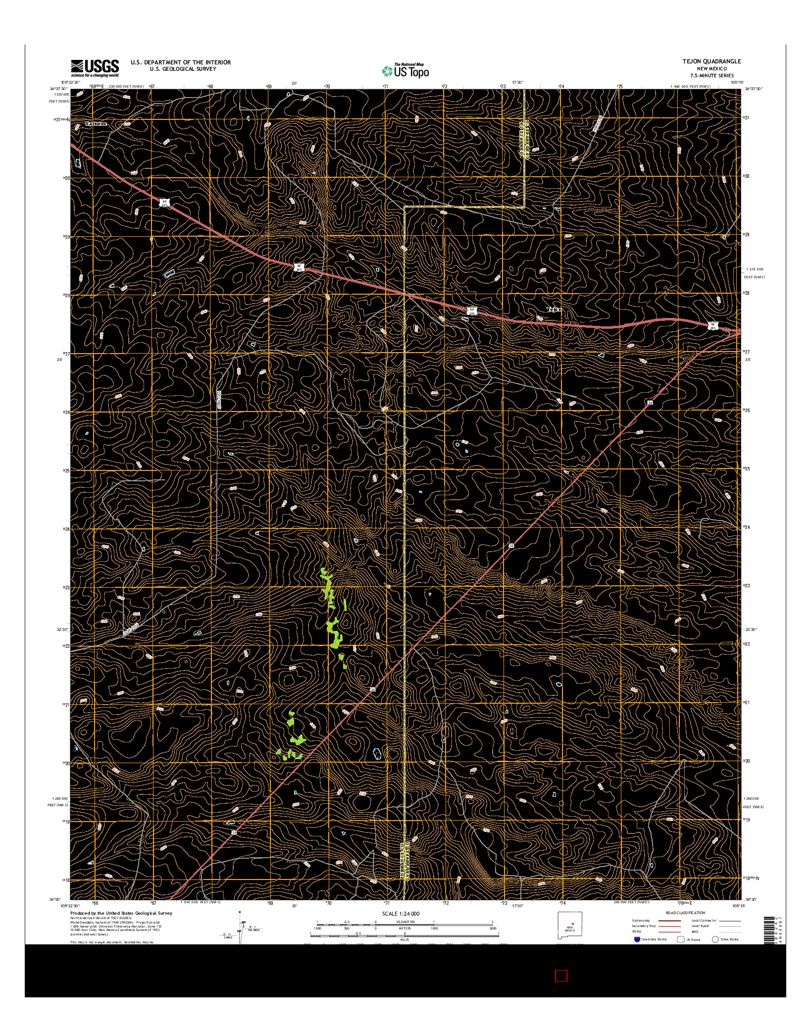 USGS US TOPO 7.5-MINUTE MAP FOR TEJON, NM 2017