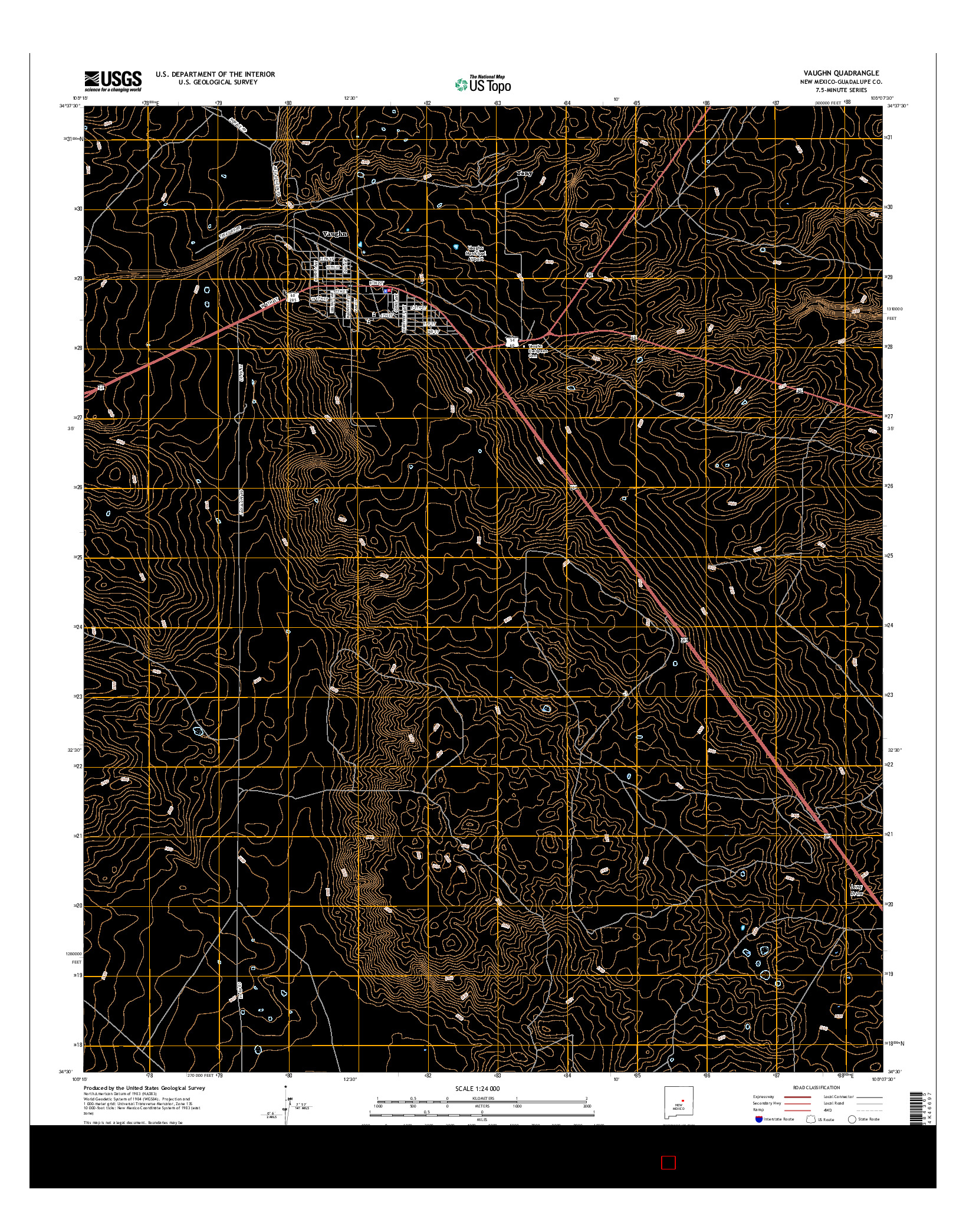 USGS US TOPO 7.5-MINUTE MAP FOR VAUGHN, NM 2017