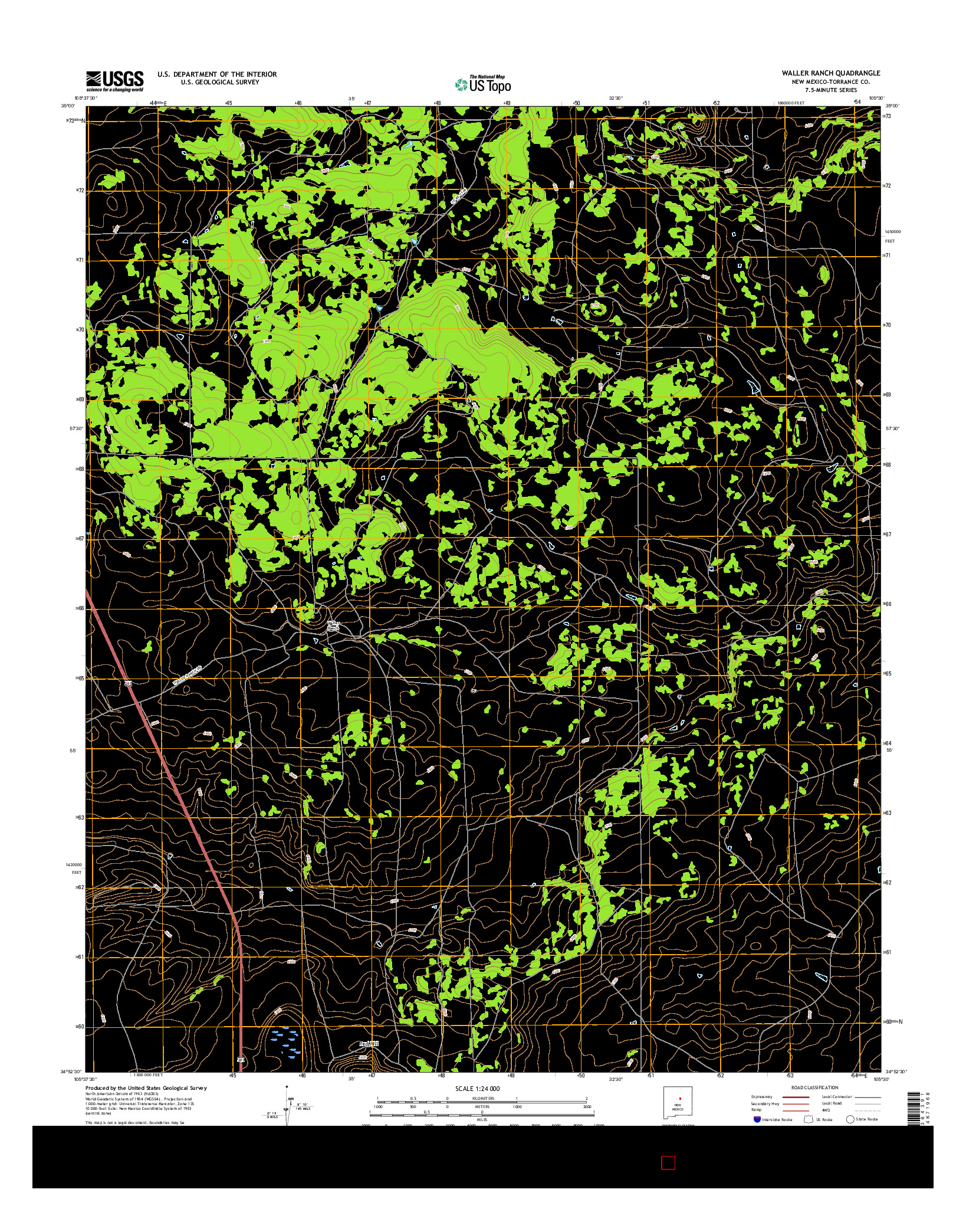 USGS US TOPO 7.5-MINUTE MAP FOR WALLER RANCH, NM 2017