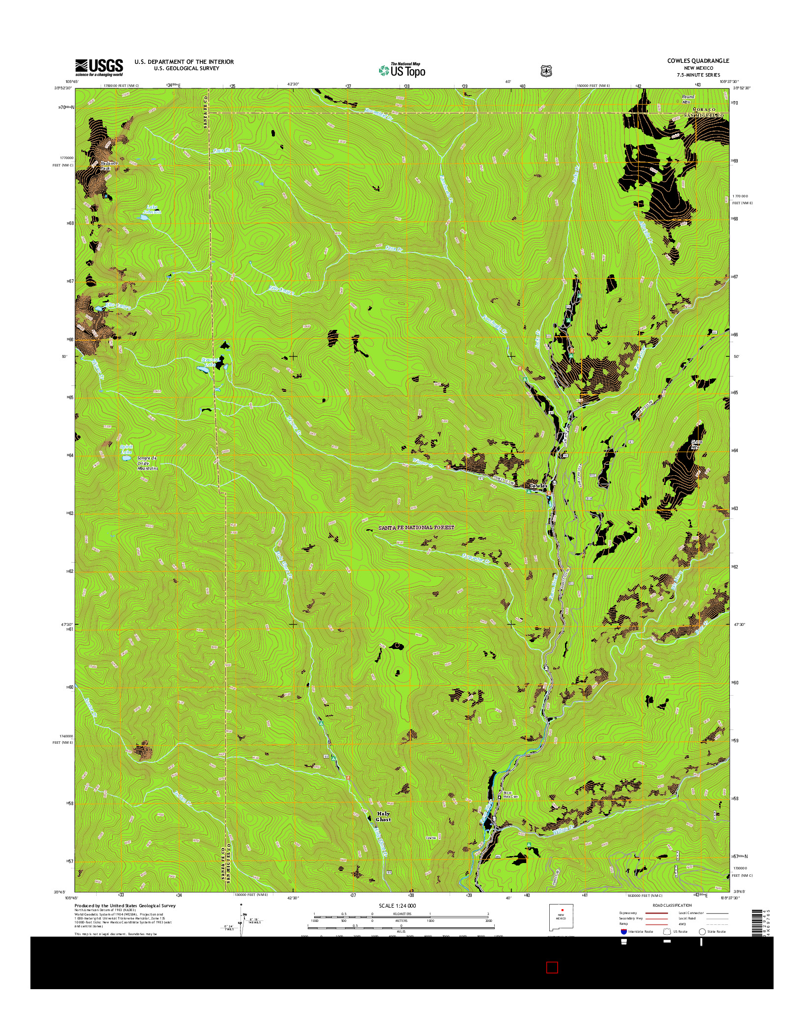 USGS US TOPO 7.5-MINUTE MAP FOR COWLES, NM 2017