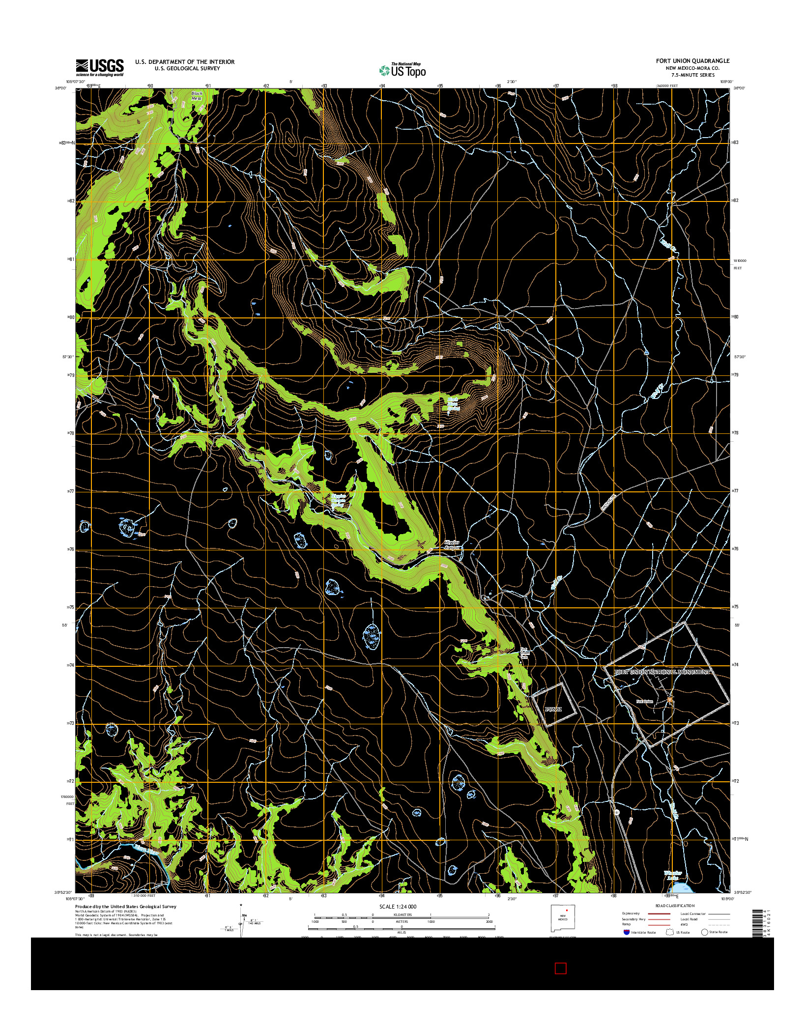 USGS US TOPO 7.5-MINUTE MAP FOR FORT UNION, NM 2017